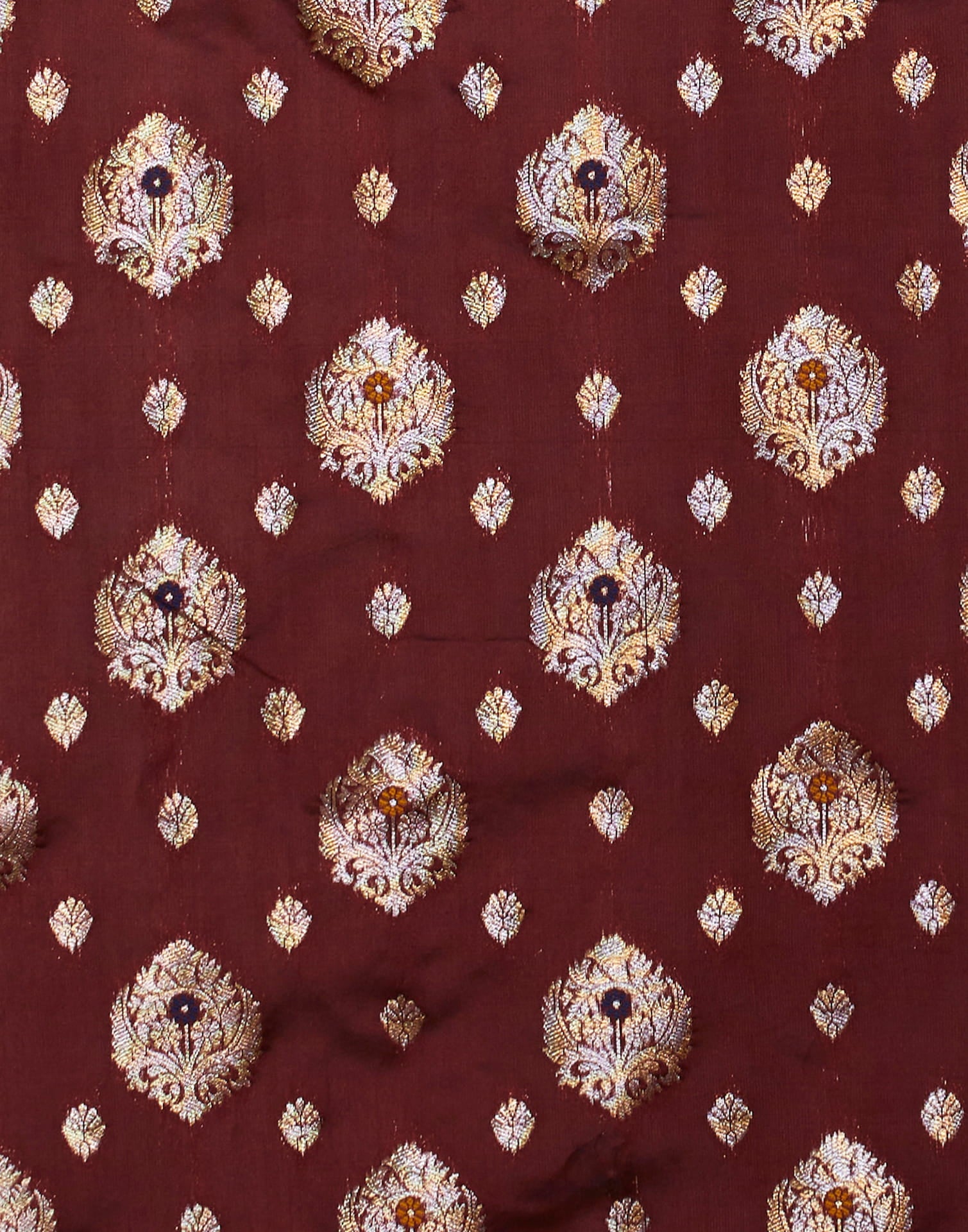 Maroon Silk Blend Woven Banarasi Saree