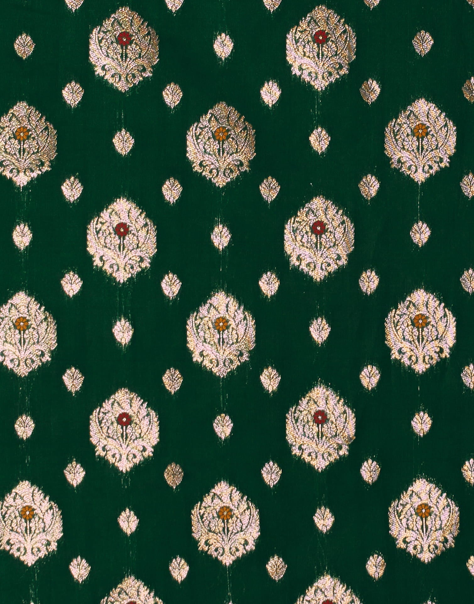 Green Silk Blend Woven Banarasi Saree
