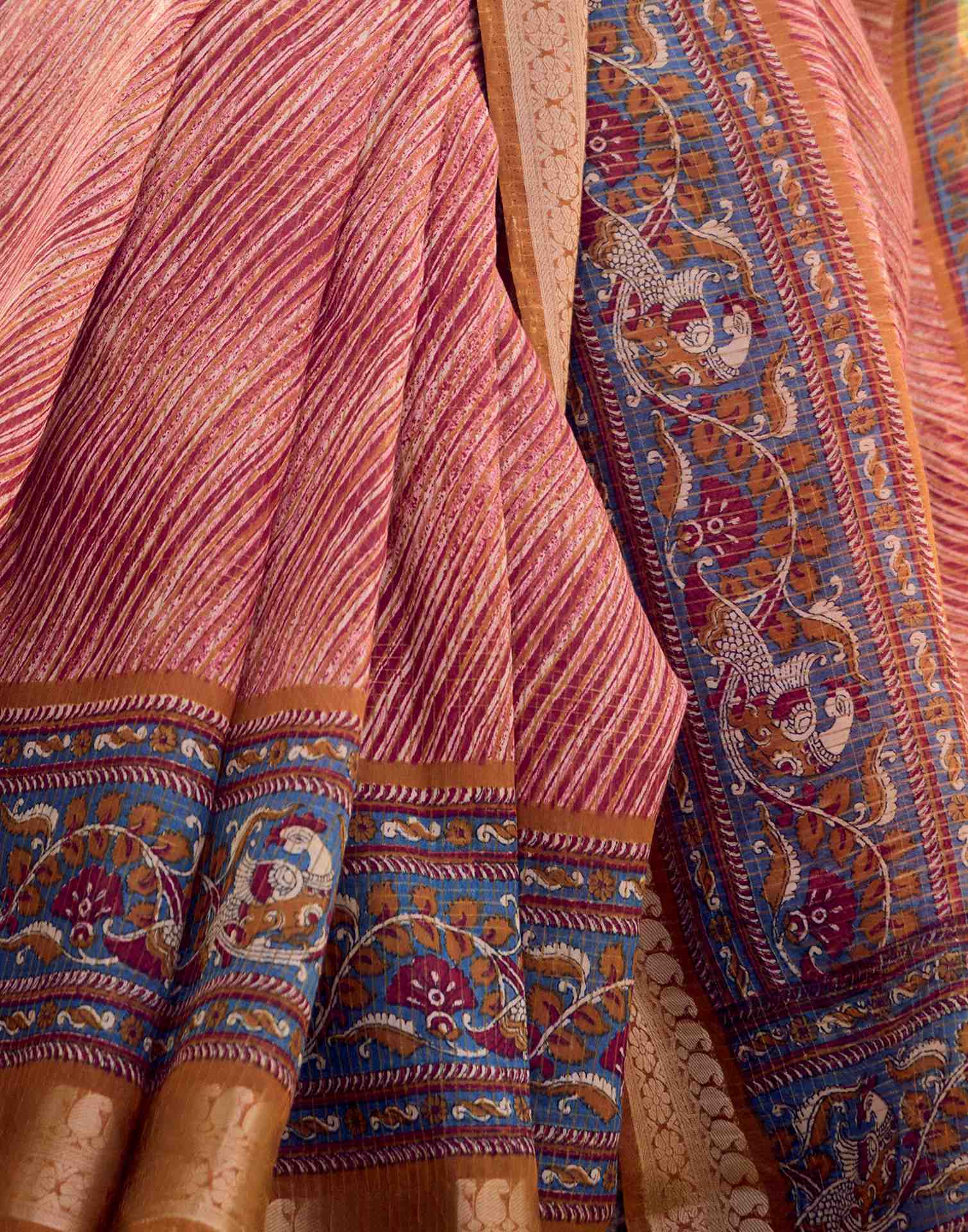 Brown Cotton Silk Printed Saree