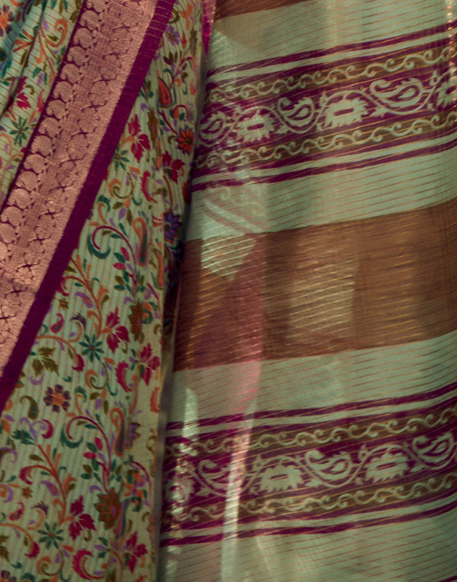 Green Cotton Silk Printed Saree