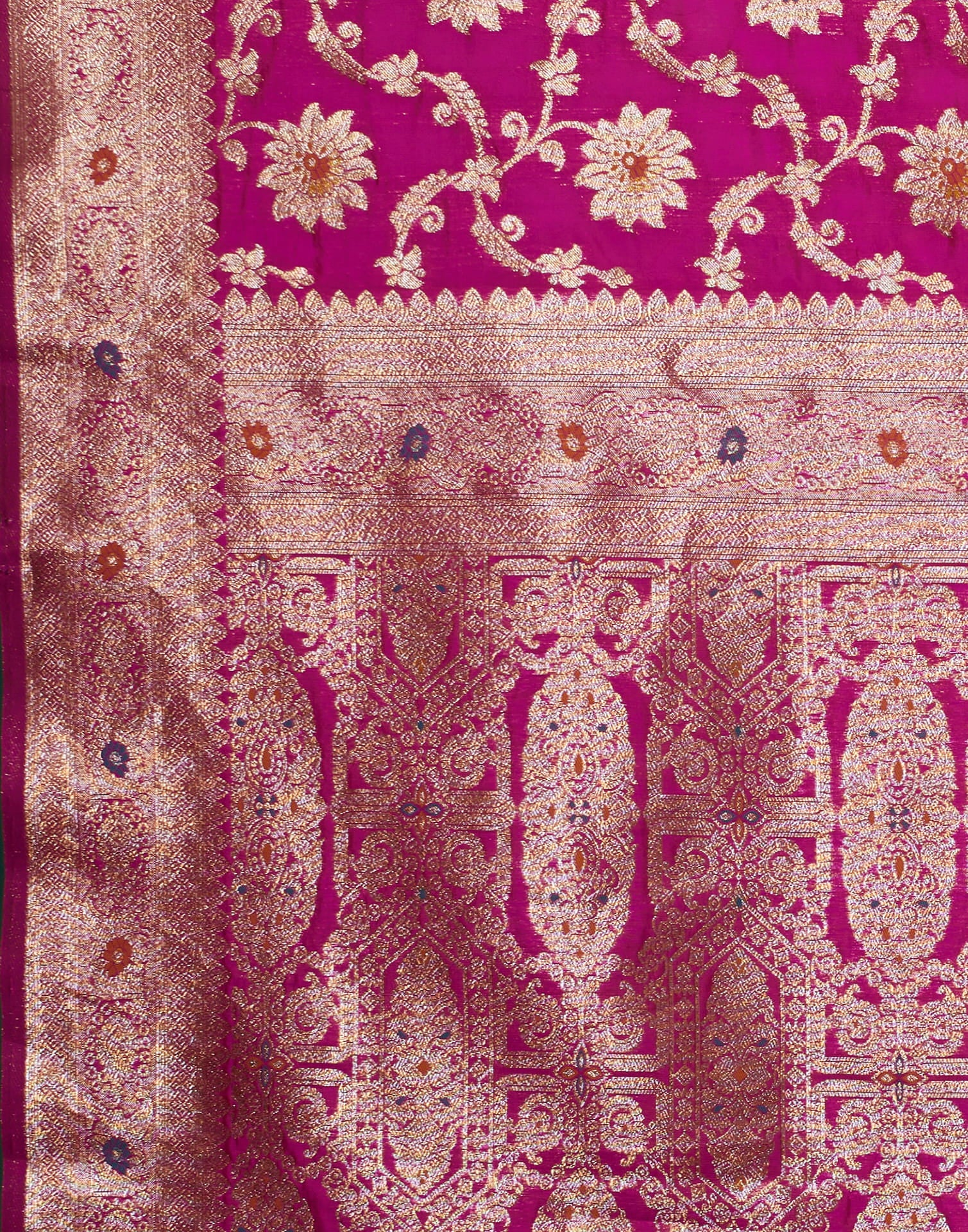 Pink Silk Blend Woven Banarasi Saree