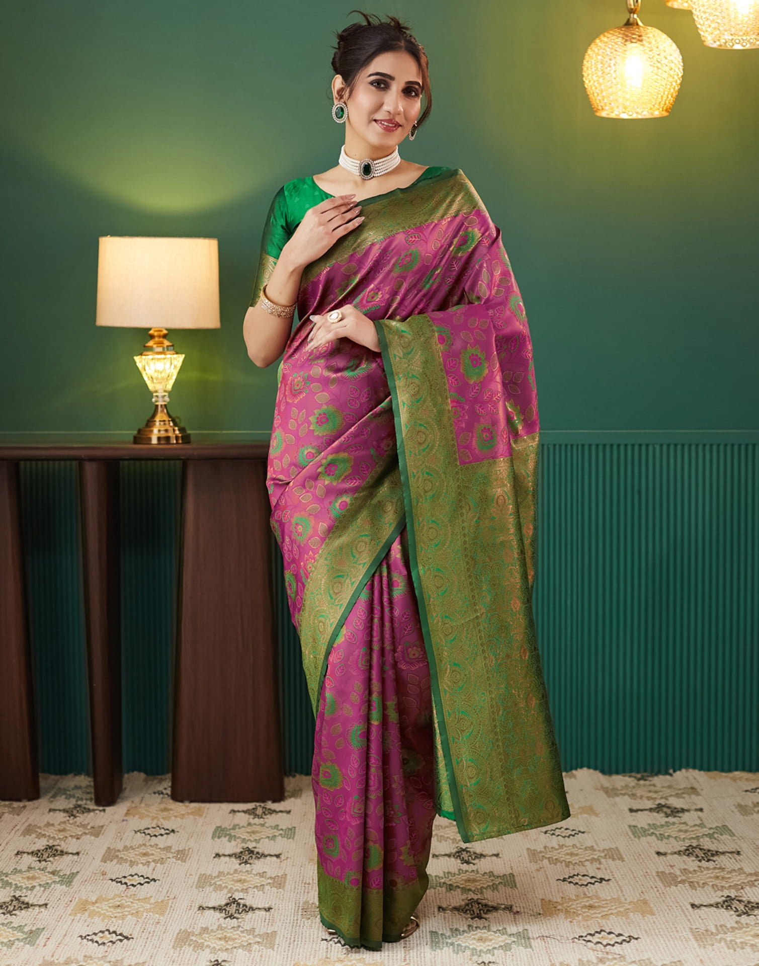 Mauve Silk Blend Woven Saree
