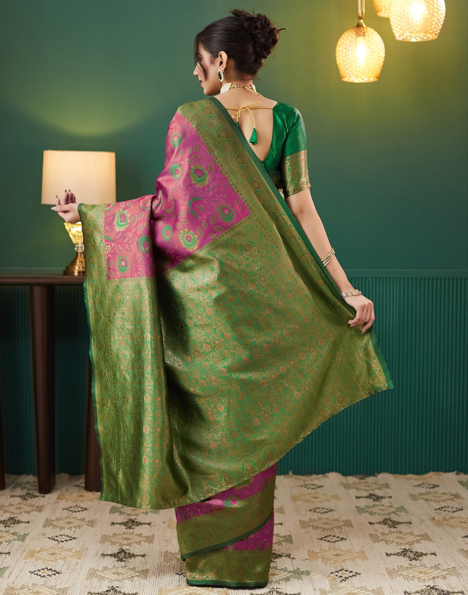 Mauve Silk Blend Woven Saree