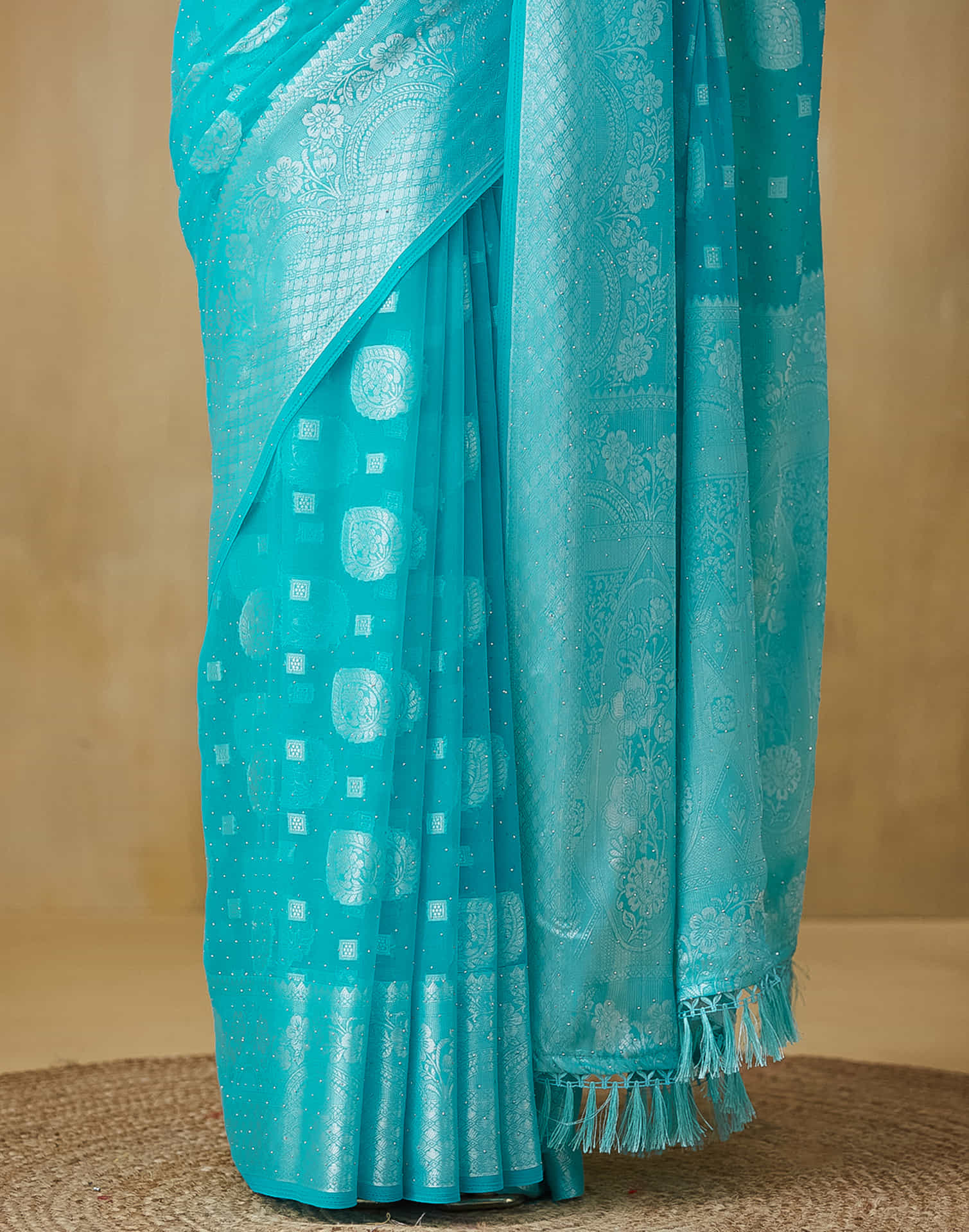 Blue Georgette Woven Saree