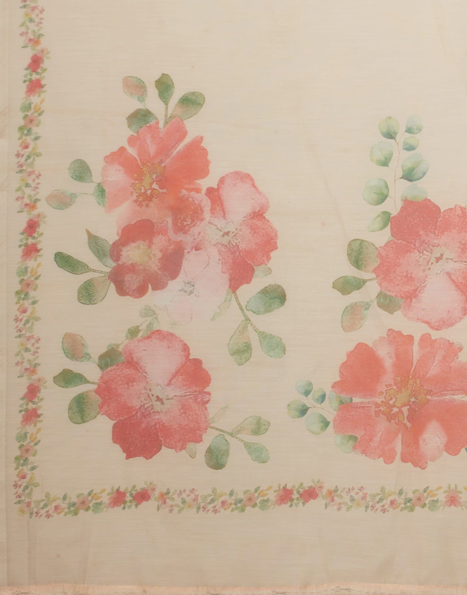 Peach Cotton Blend Printed Saree