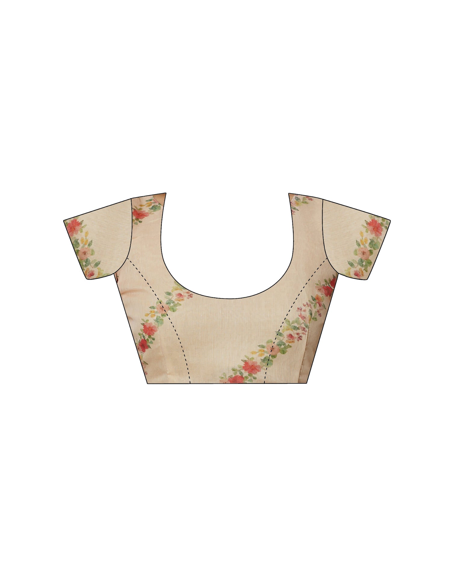 Peach Cotton Blend Printed Saree