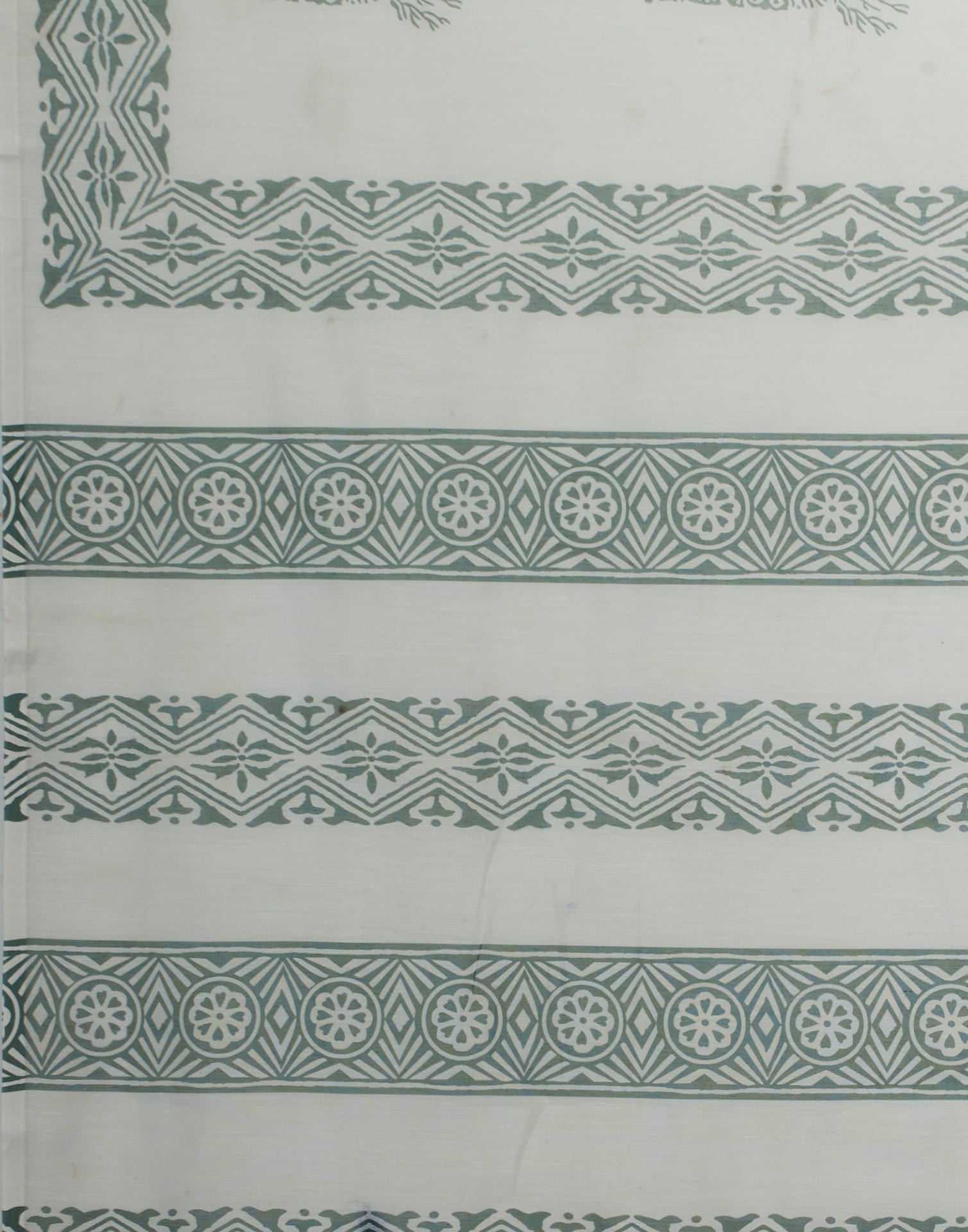 White Cotton Blend Printed Saree