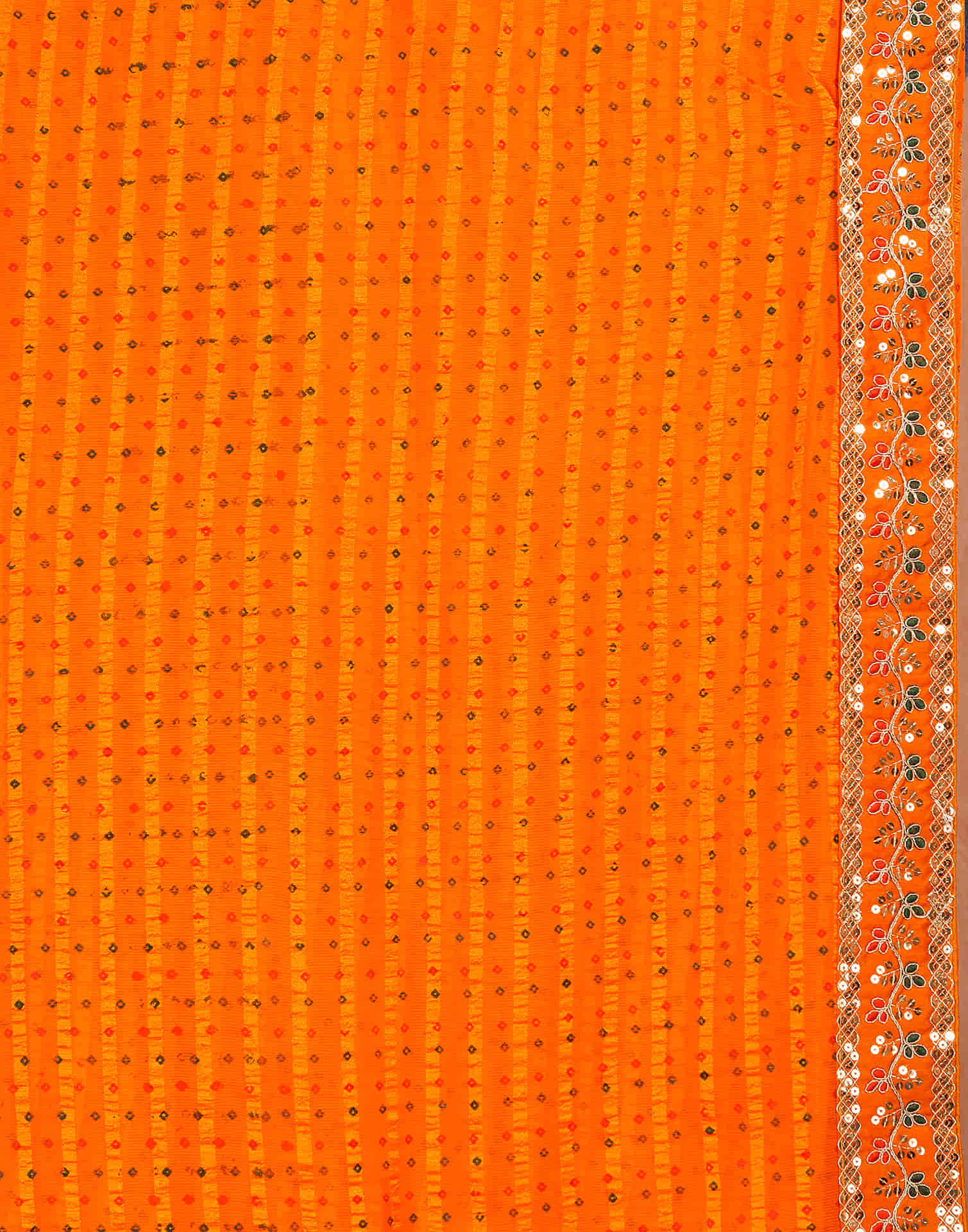 Turmeric Yellow Chiffon Sequence Bandhani Saree