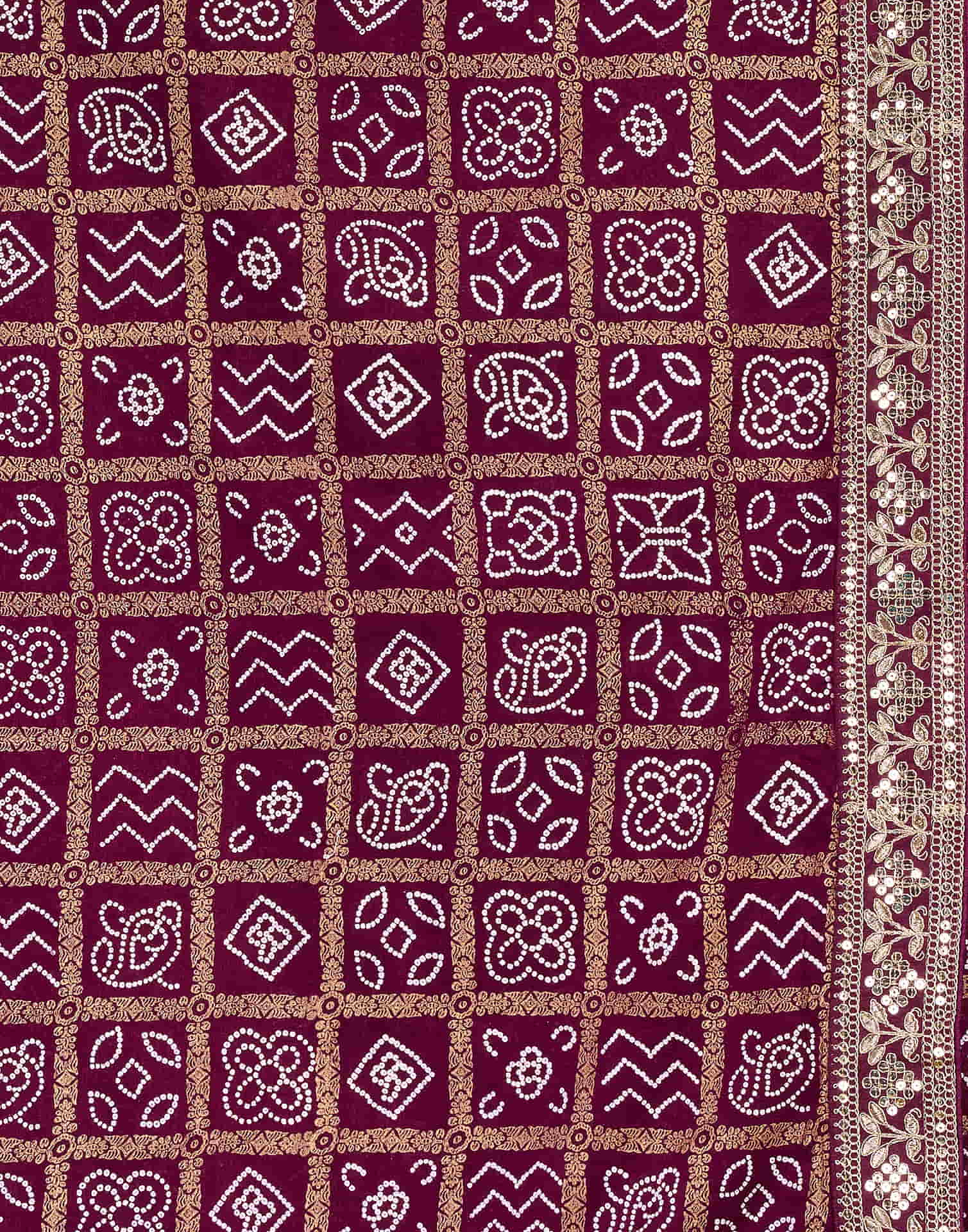 Dark Purple Georgette Sequence Bandhani Saree