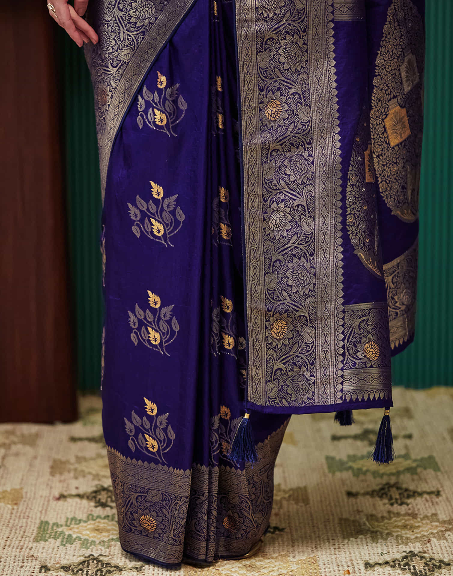 Indigo Silk Weaving Banarasi Saree
