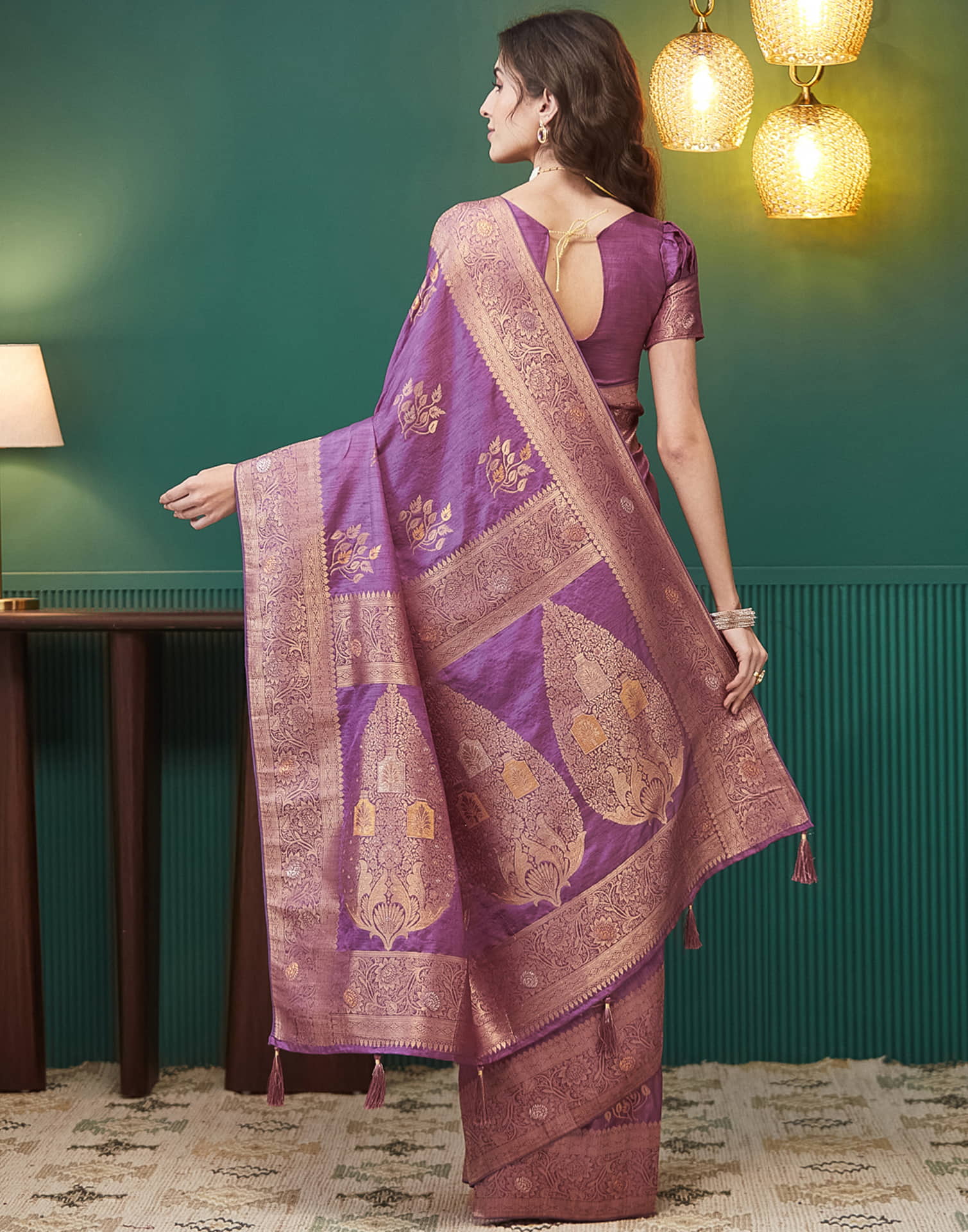 Mauve Silk Weaving Banarasi Saree
