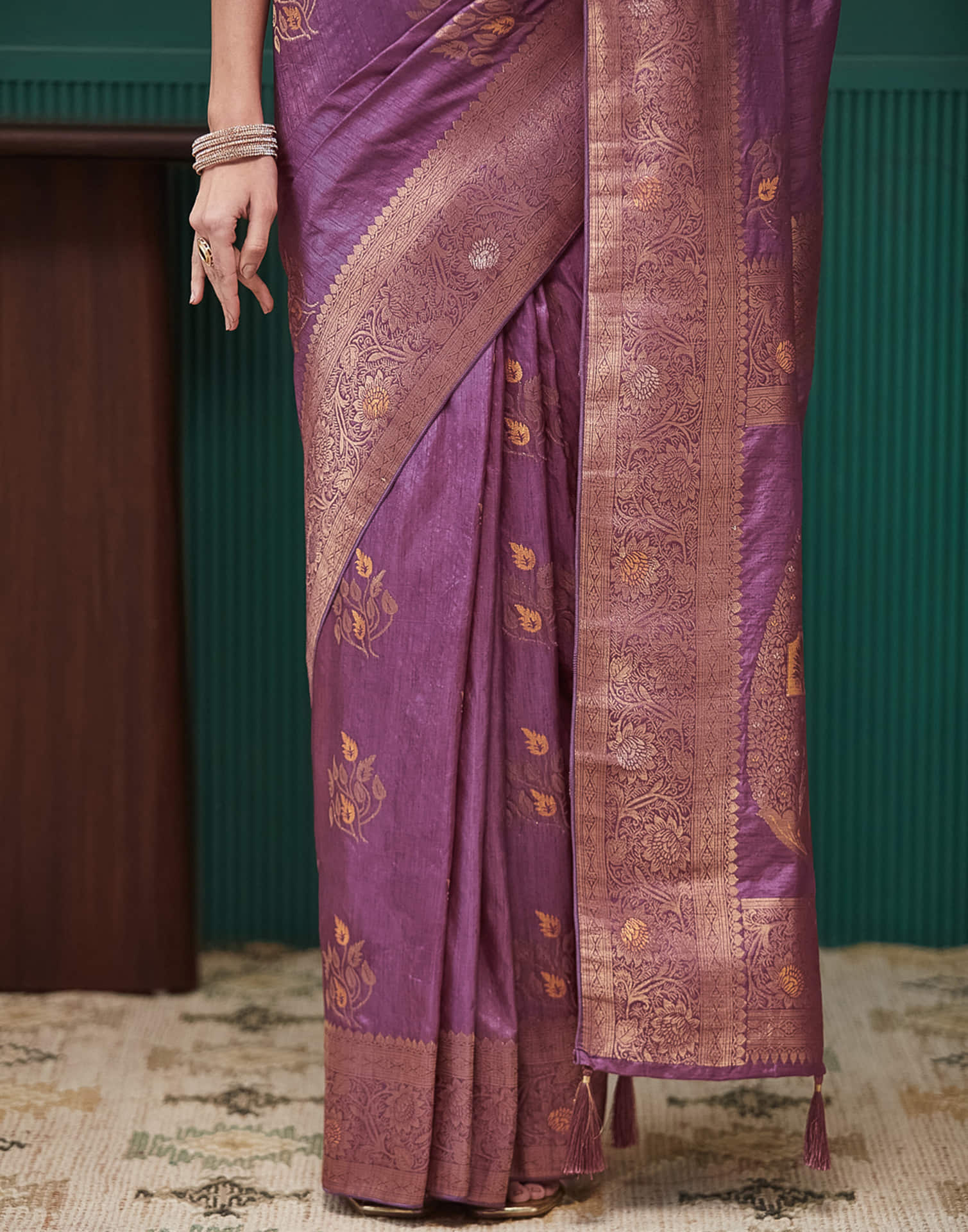Mauve Silk Weaving Banarasi Saree