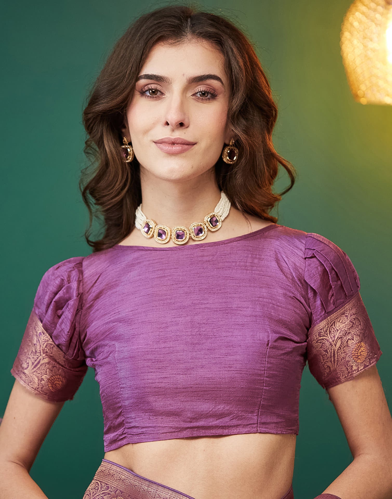 Mauve Silk Weaving Banarasi Saree
