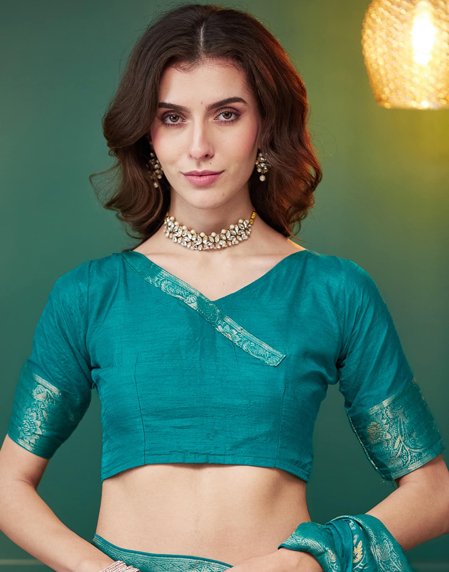 Teal Green Silk Weaving Banarasi Saree