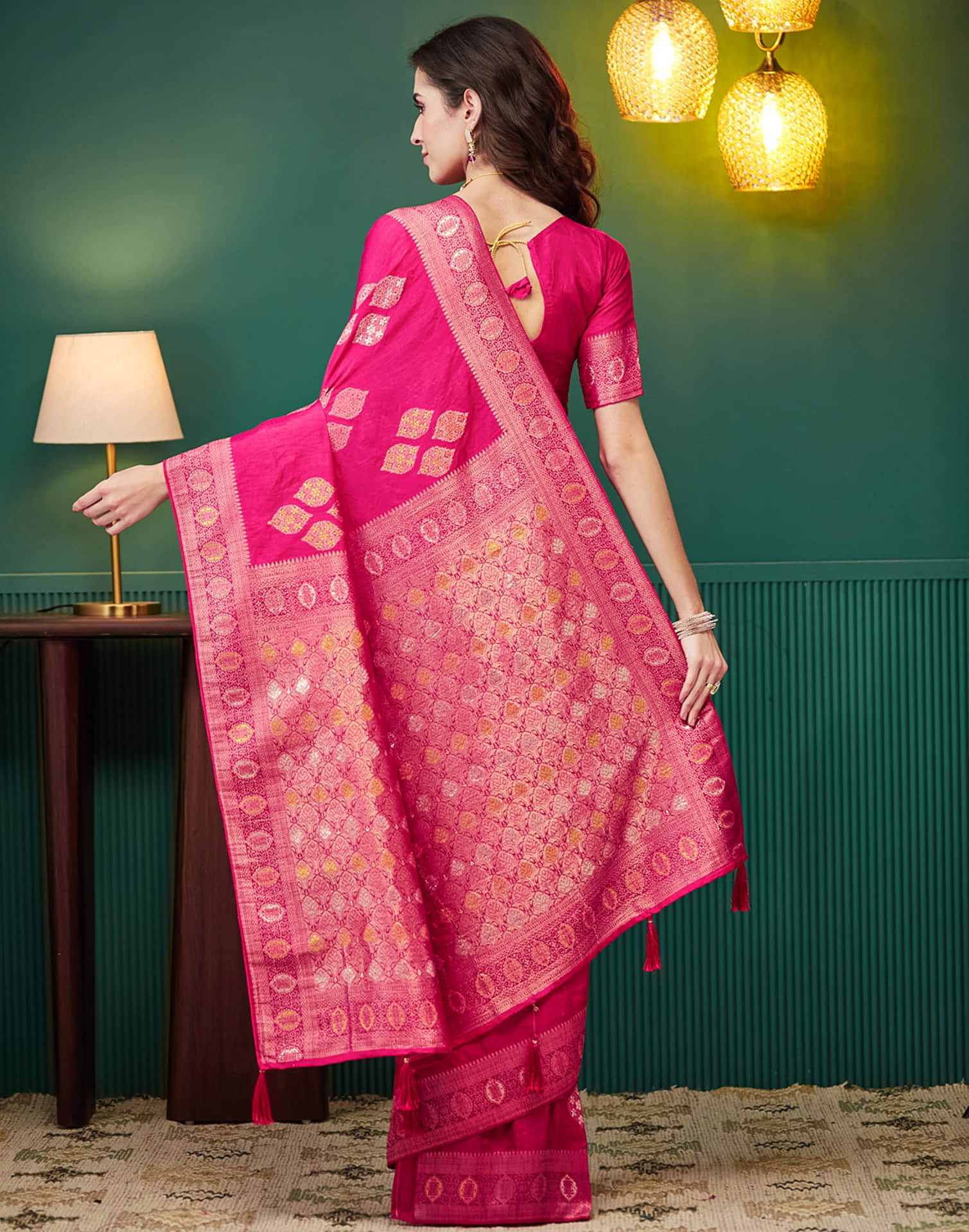 Rani Pink Silk Weaving Banarasi Saree