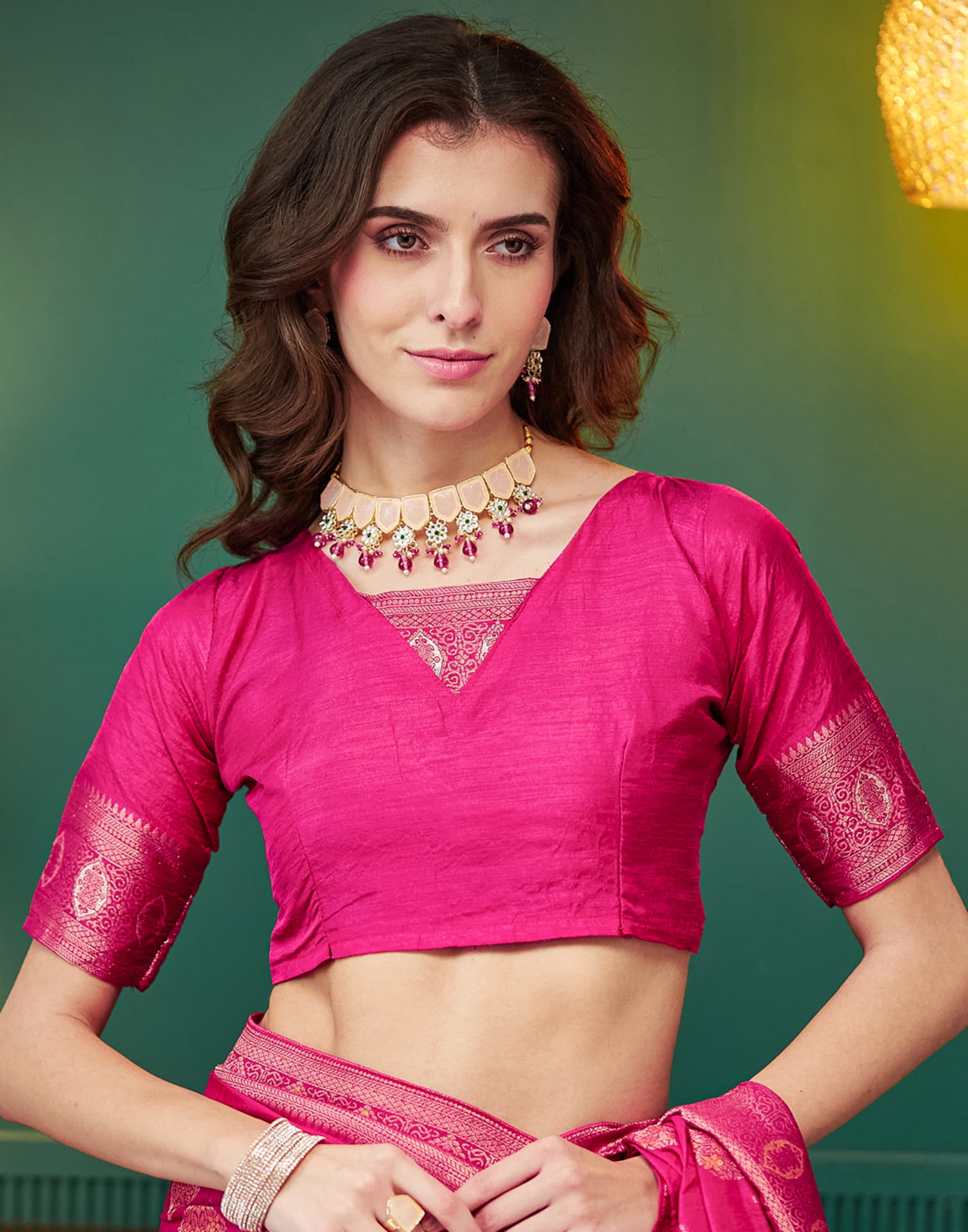 Rani Pink Silk Weaving Banarasi Saree