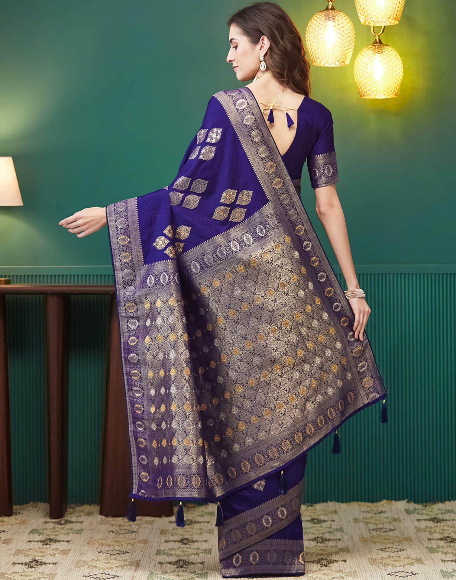 Indigo Silk Weaving Banarasi Saree
