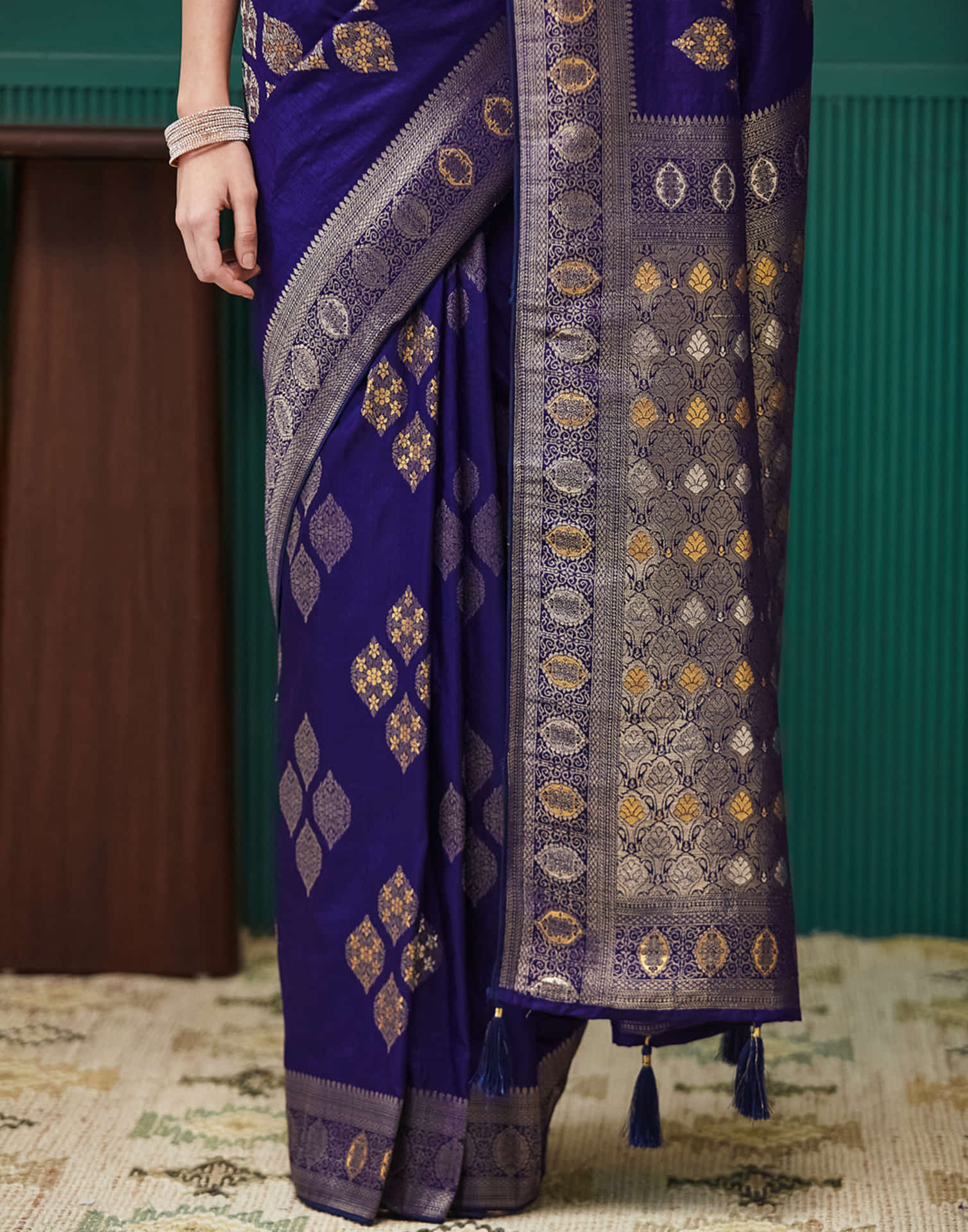Indigo Silk Weaving Banarasi Saree