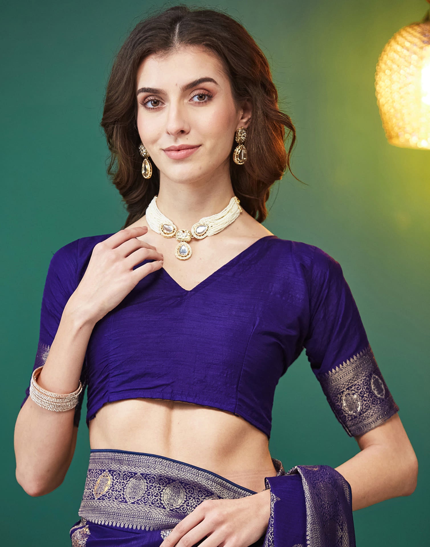 Indigo Silk Weaving Banarasi Saree