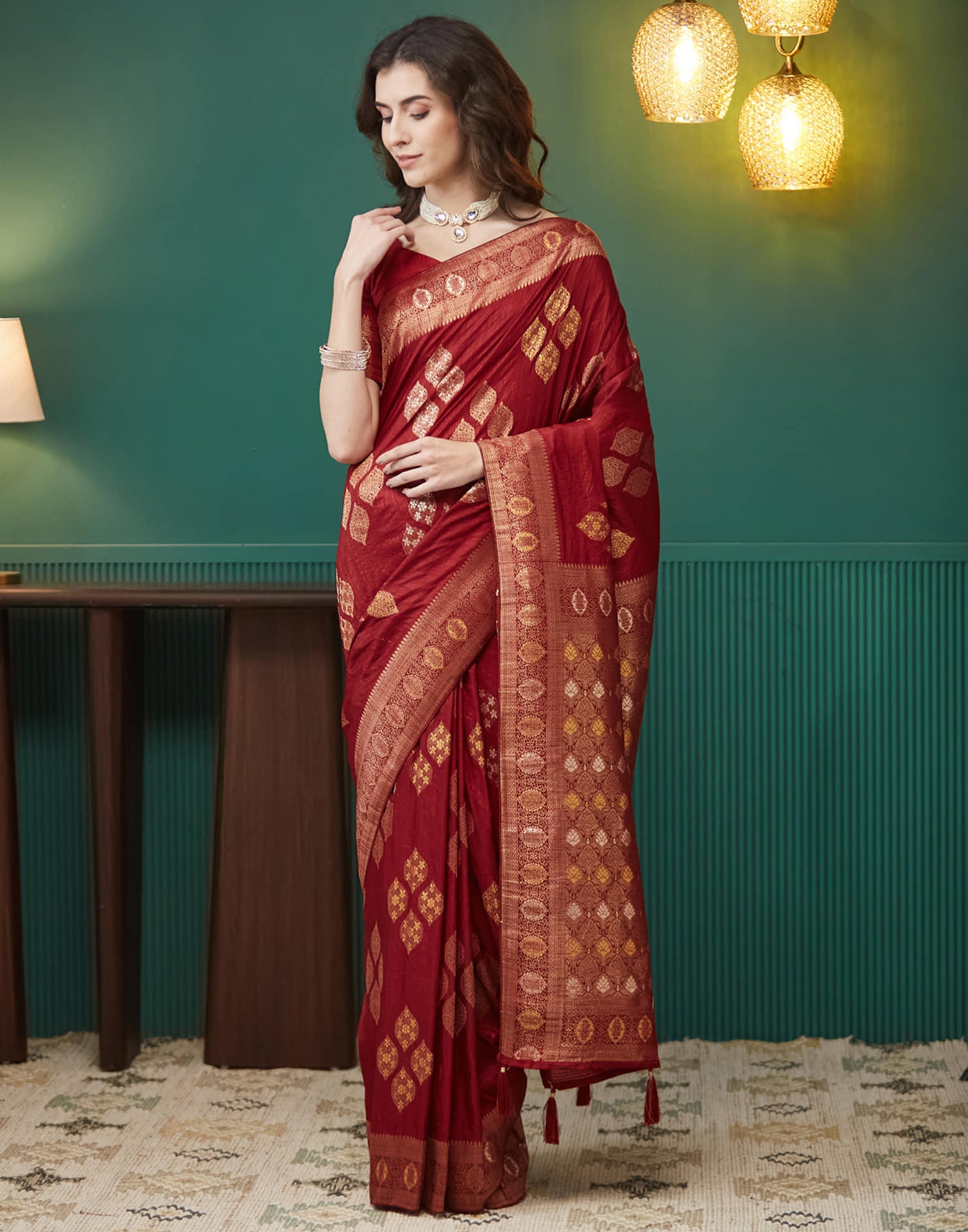 Maroon Silk Weaving Banarasi Saree