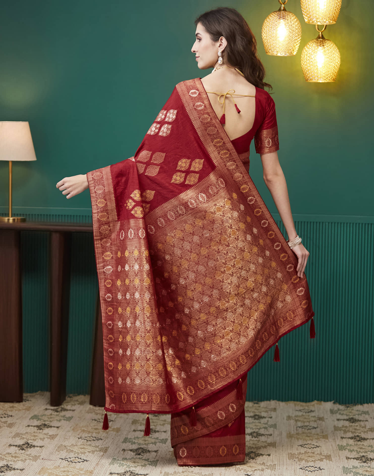 Maroon Silk Weaving Banarasi Saree