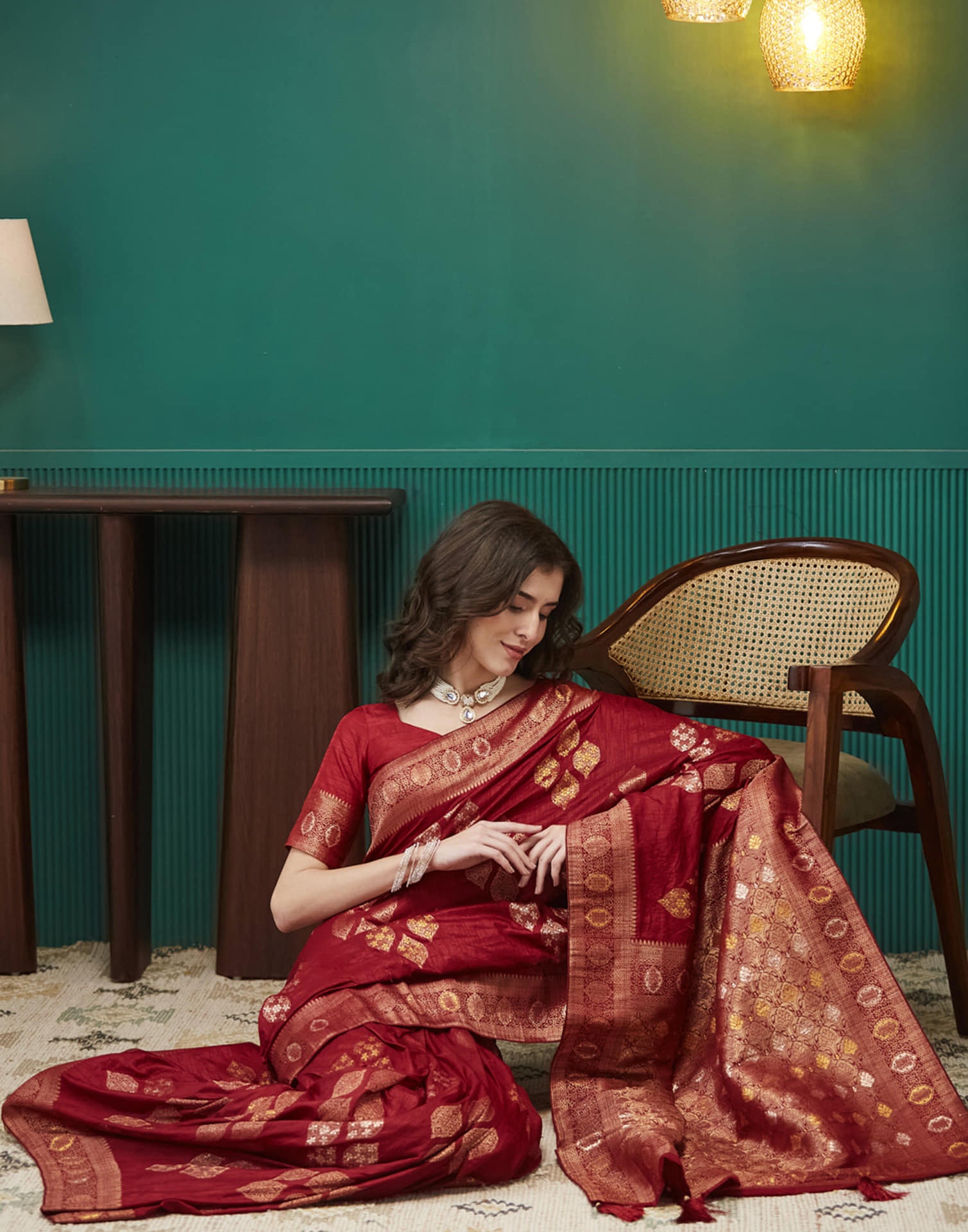 Maroon Silk Weaving Banarasi Saree