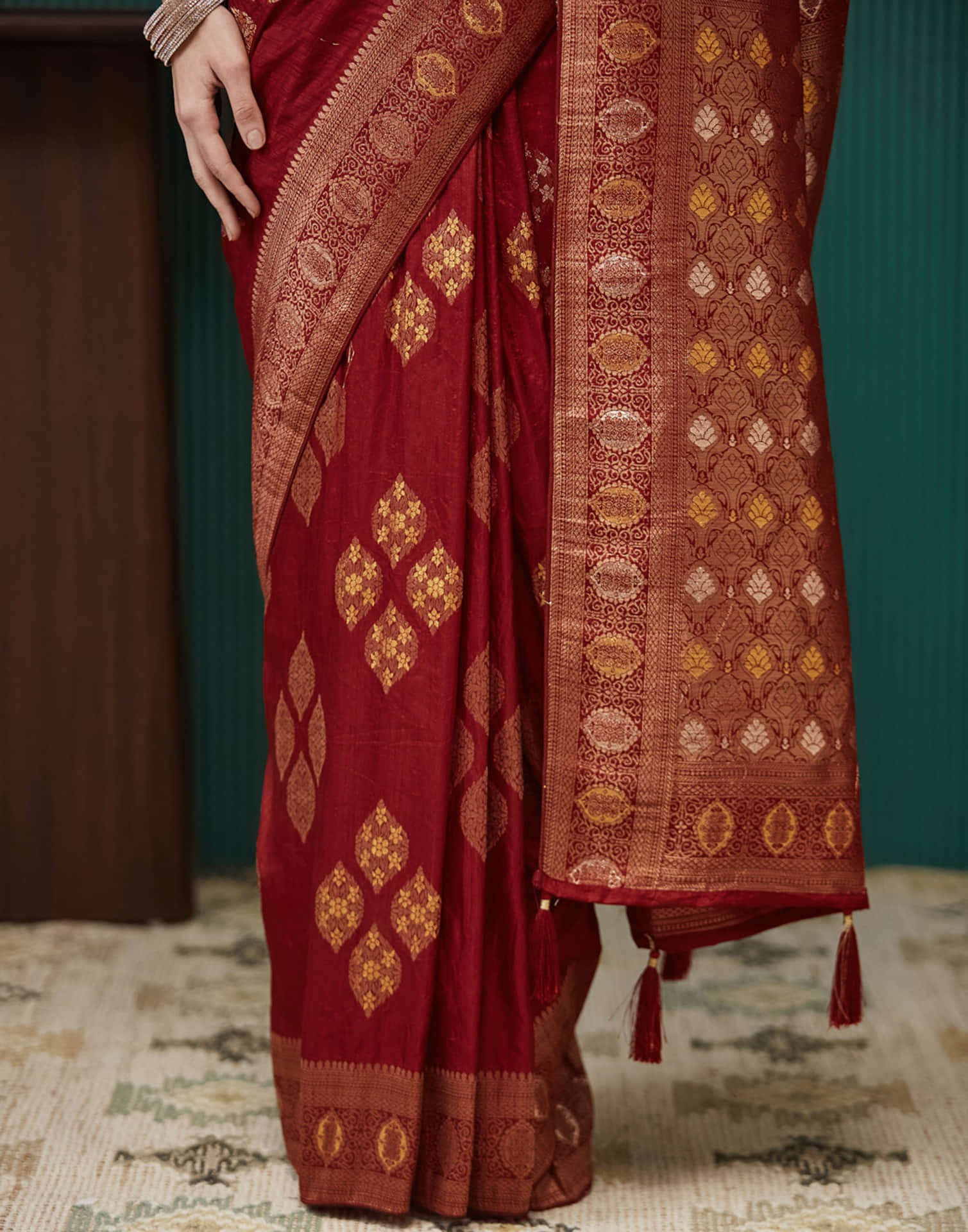 Maroon Silk Weaving Banarasi Saree