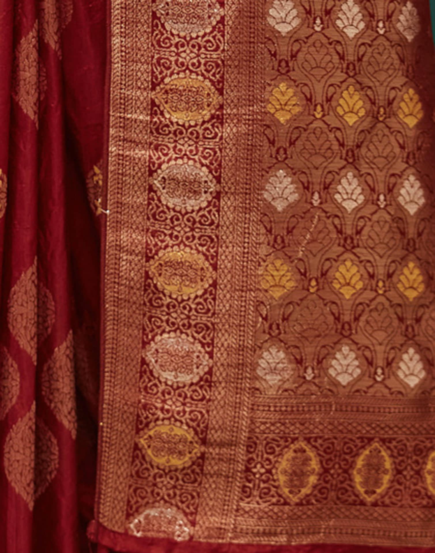 Maroon Silk Weaving Banarasi Saree