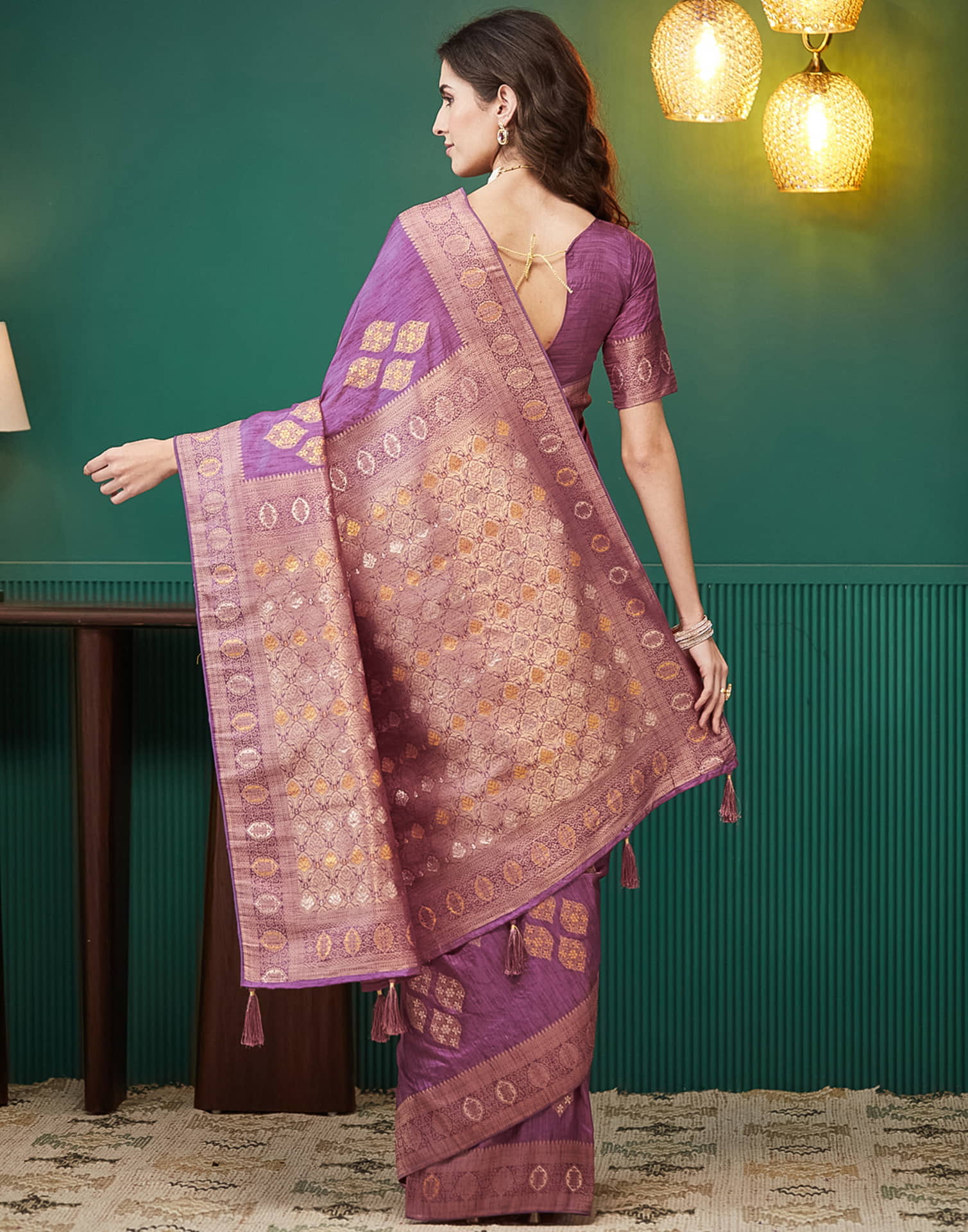 Mauve Silk Weaving Banarasi Saree