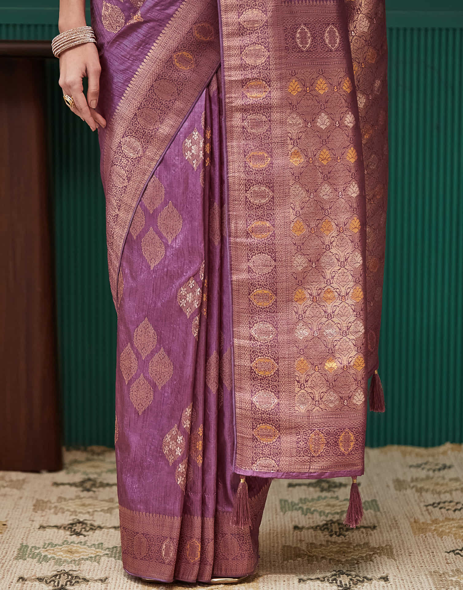 Mauve Silk Weaving Banarasi Saree