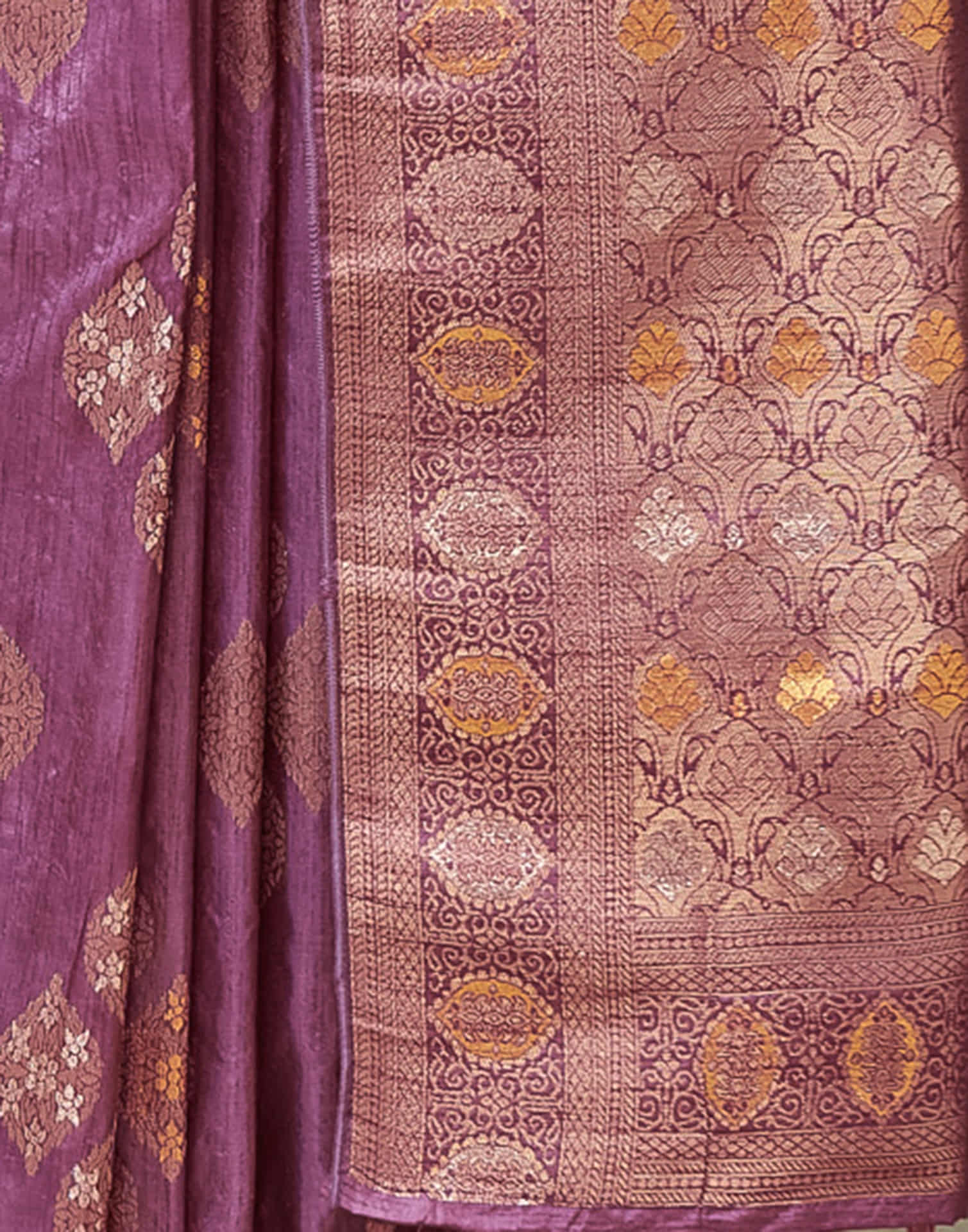 Mauve Silk Weaving Banarasi Saree