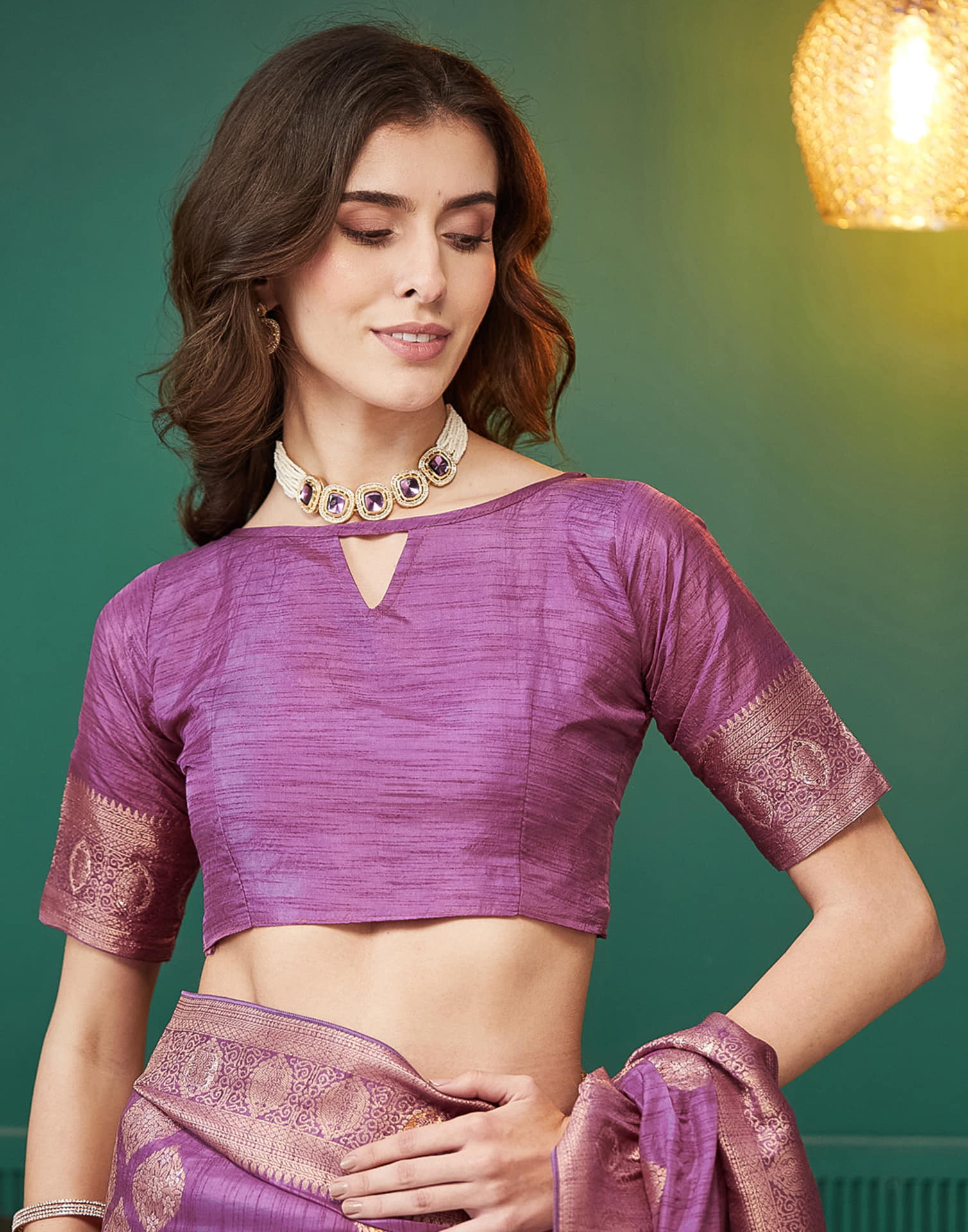 Mauve Silk Weaving Banarasi Saree