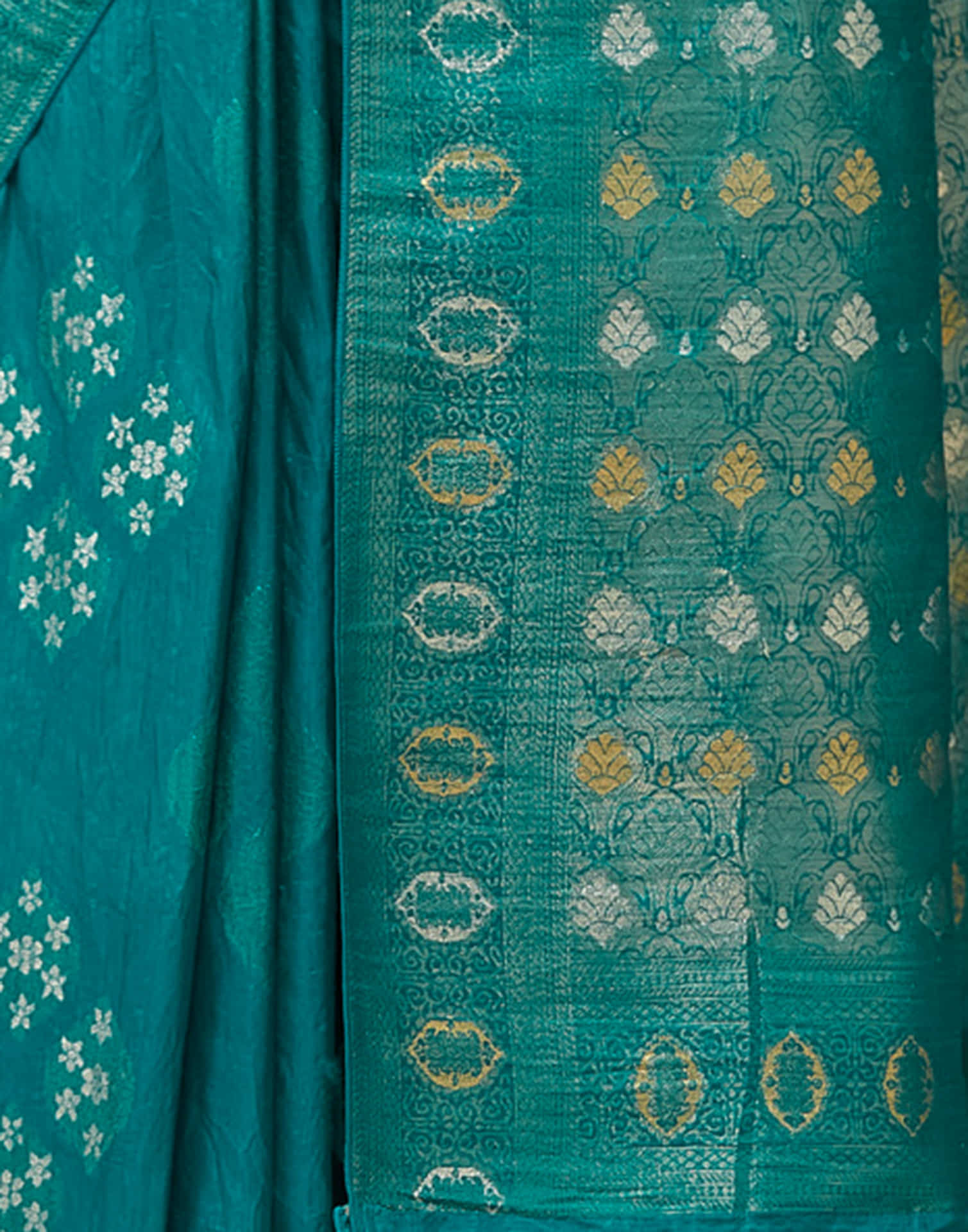 Teal Green Silk Weaving Banarasi Saree