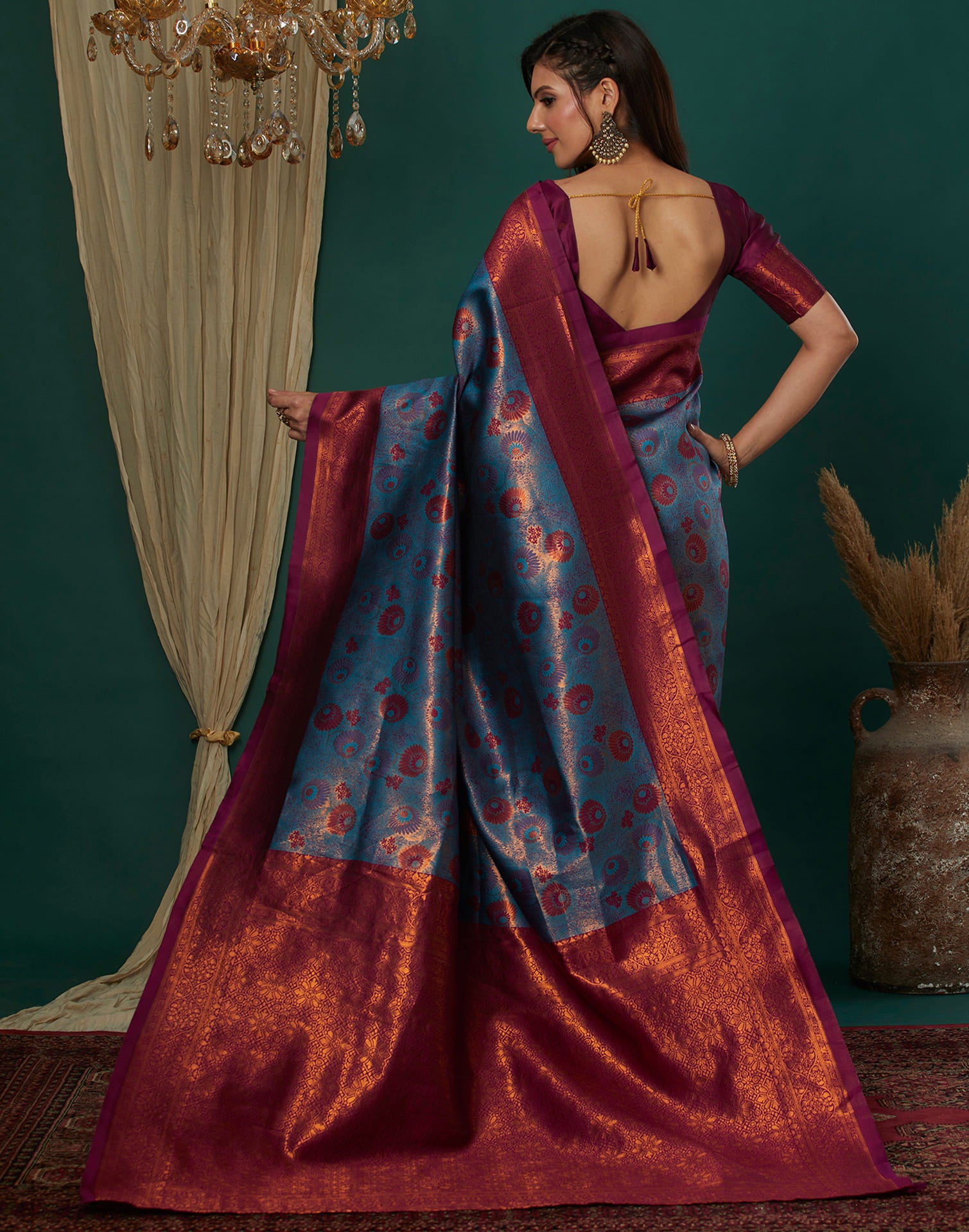Blue Silk Woven Saree