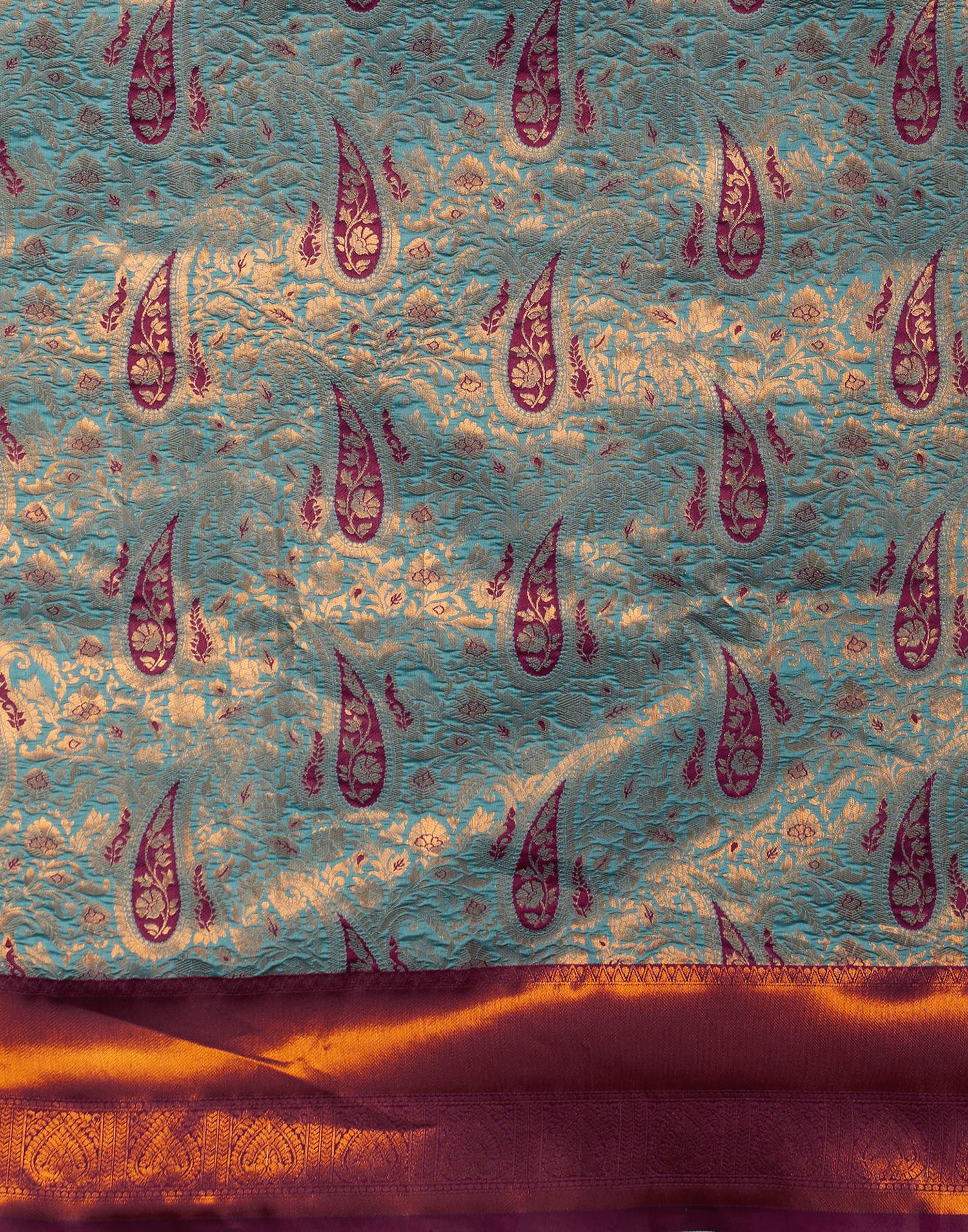 Blue Silk Blend Woven Saree