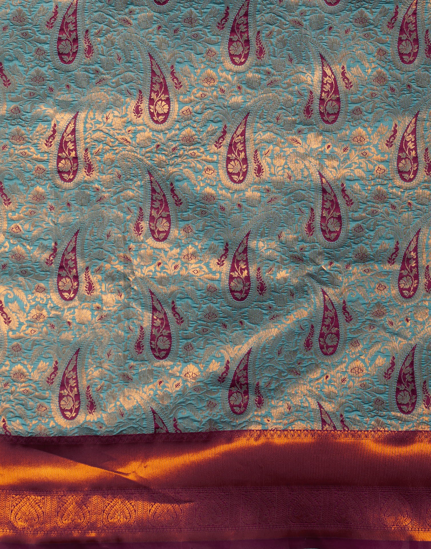 Blue Silk Blend Woven Saree