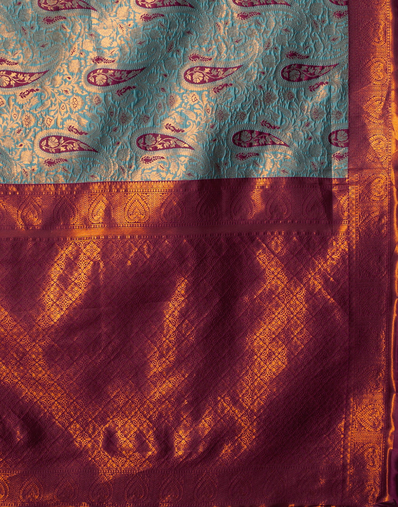 Blue Silk Blend Woven Saree