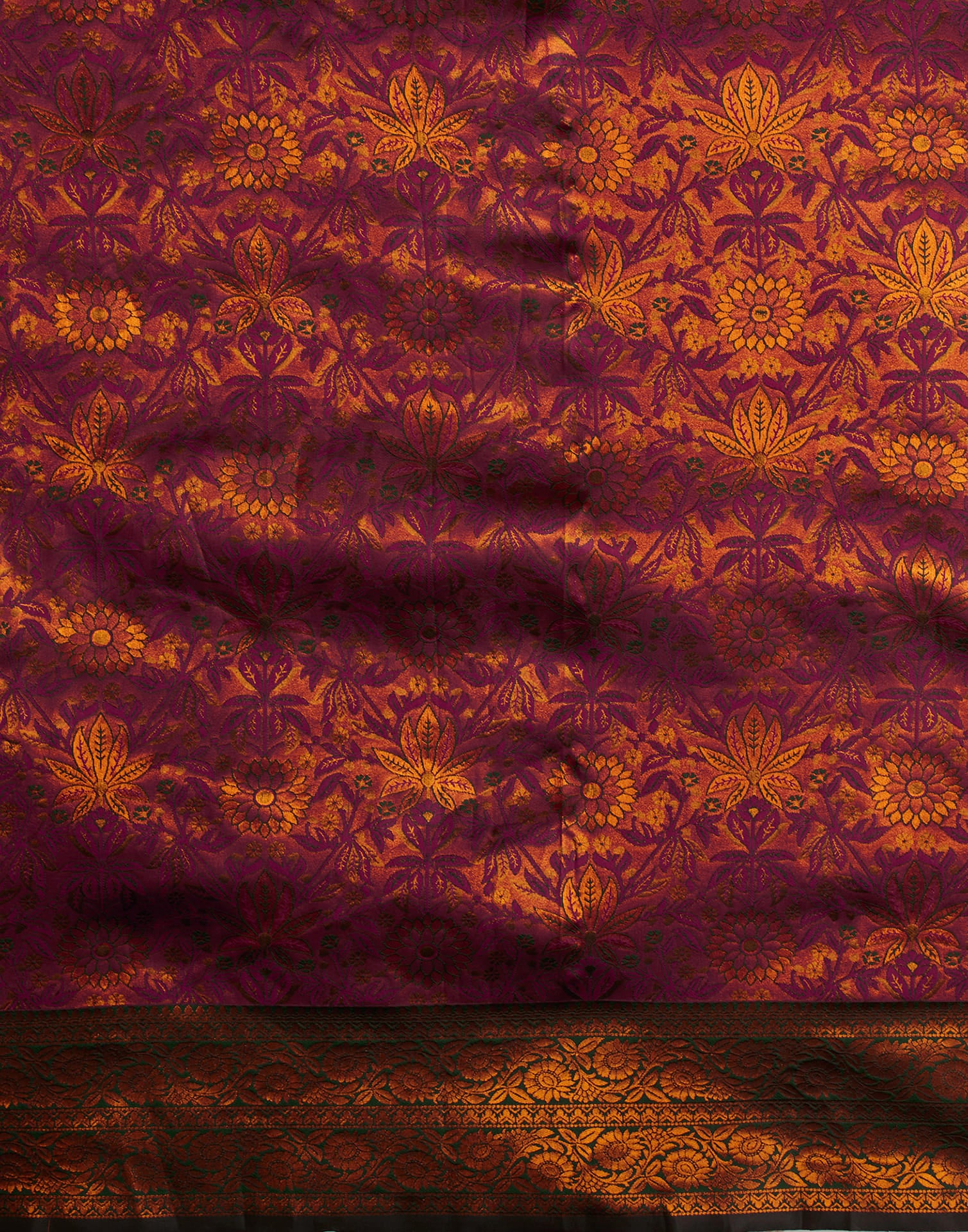 Wine Silk Blend Woven Saree
