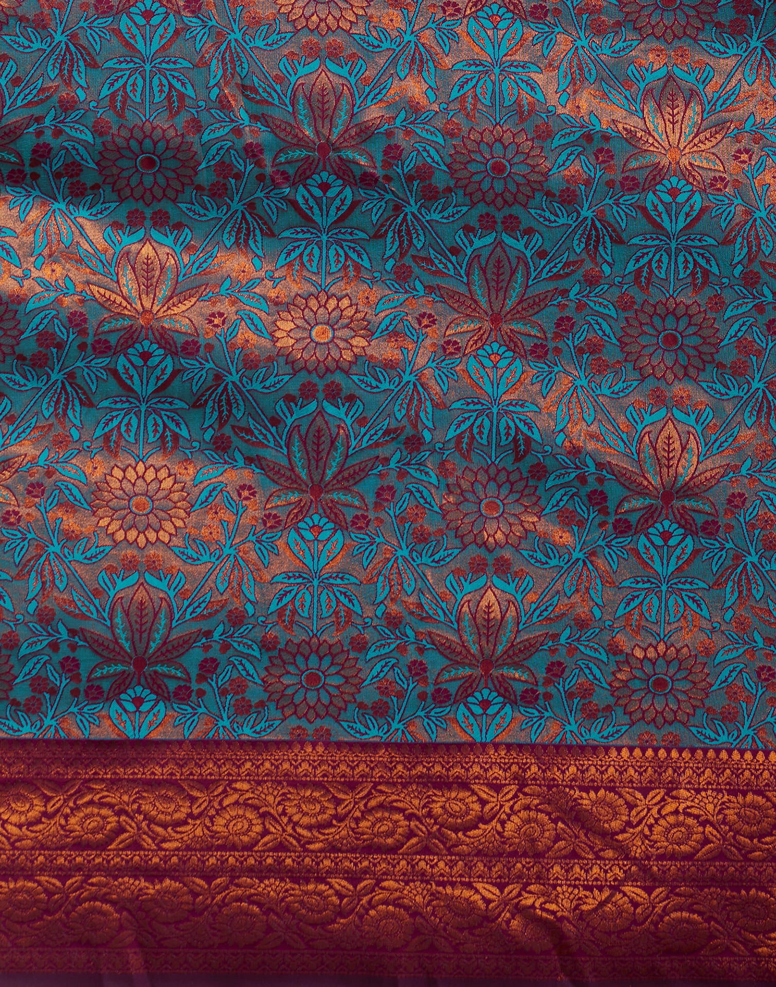 Blue Silk Blend Woven Saree