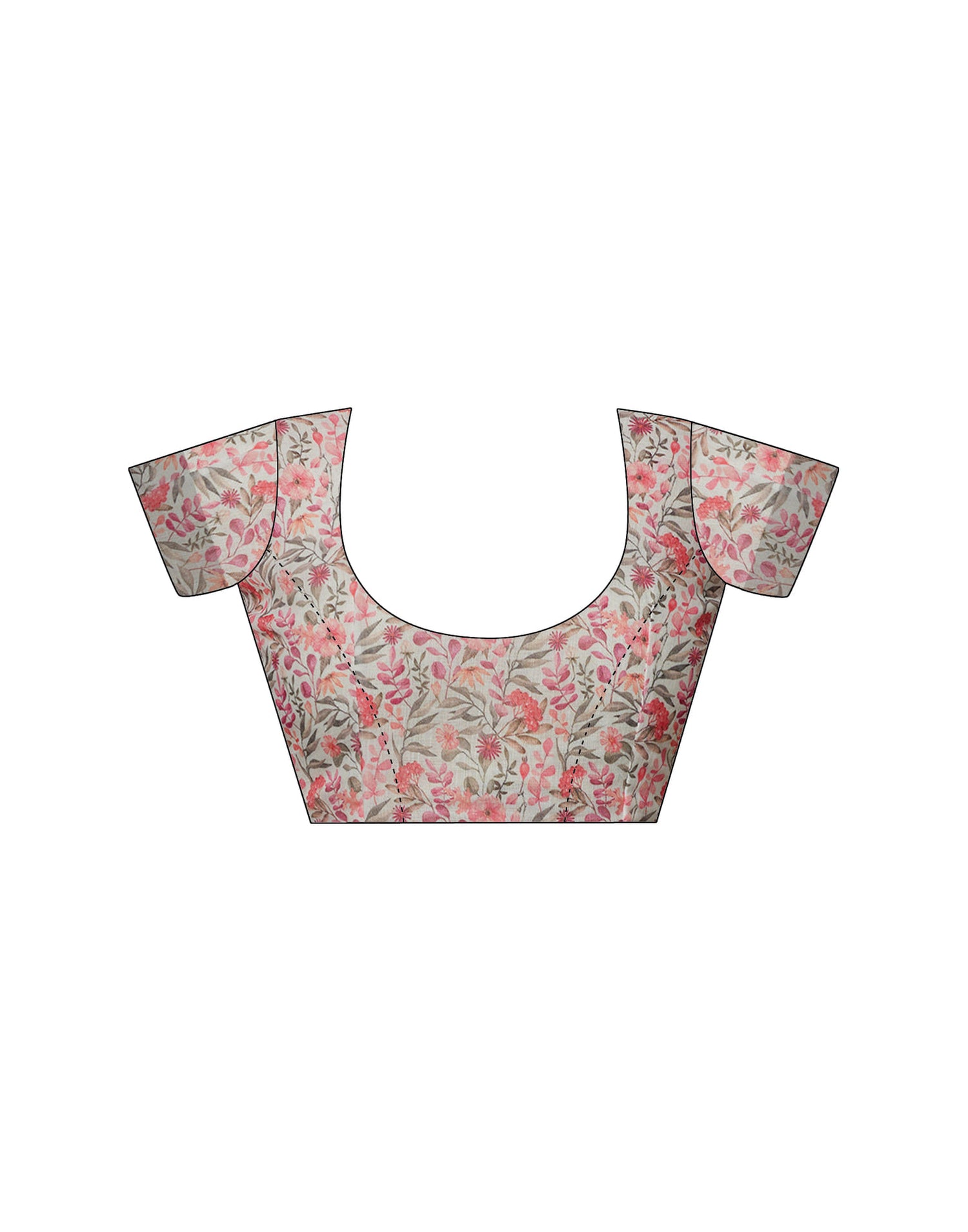 Beige Cotton Blend Printed Saree