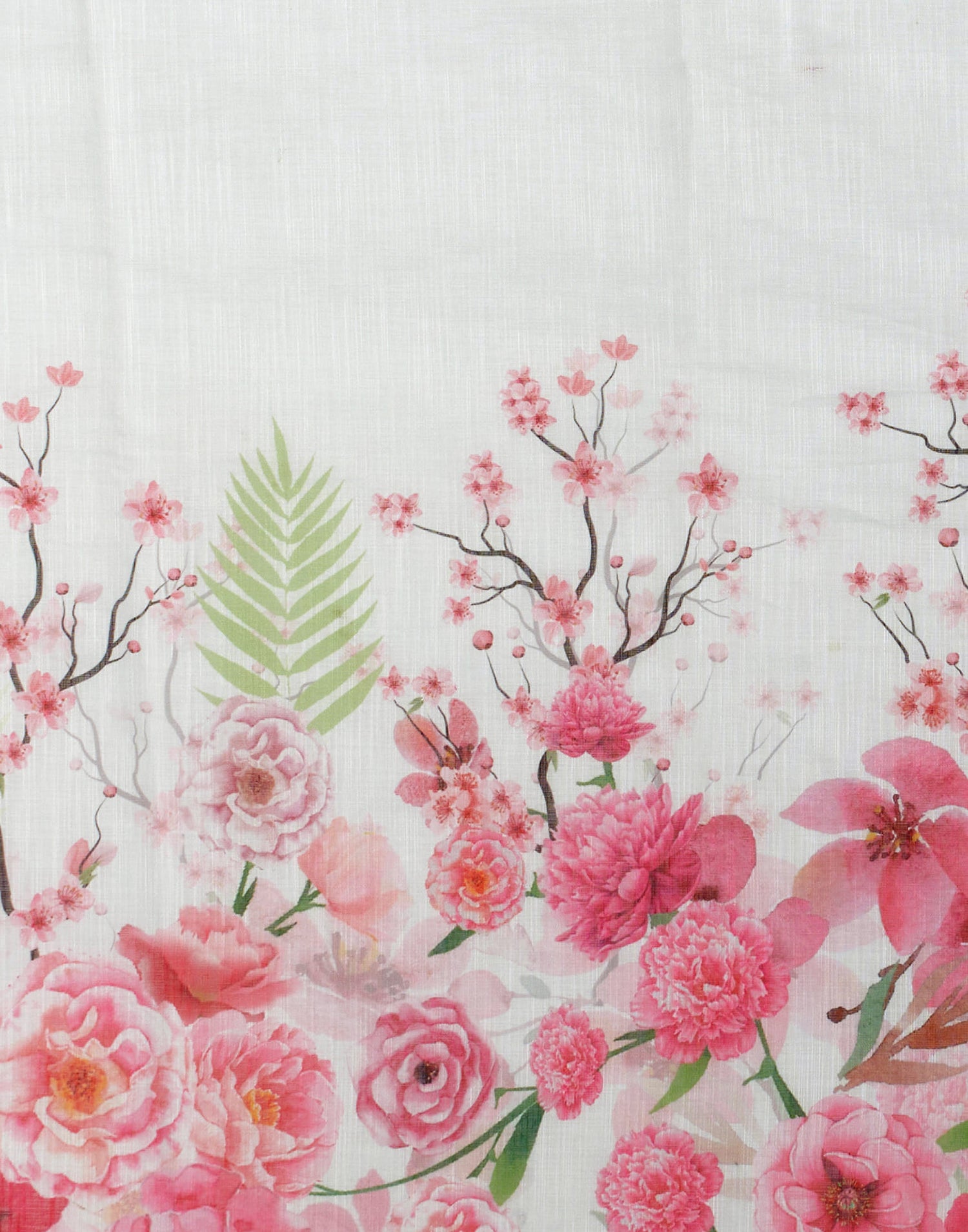 White Cotton Blend Printed Saree