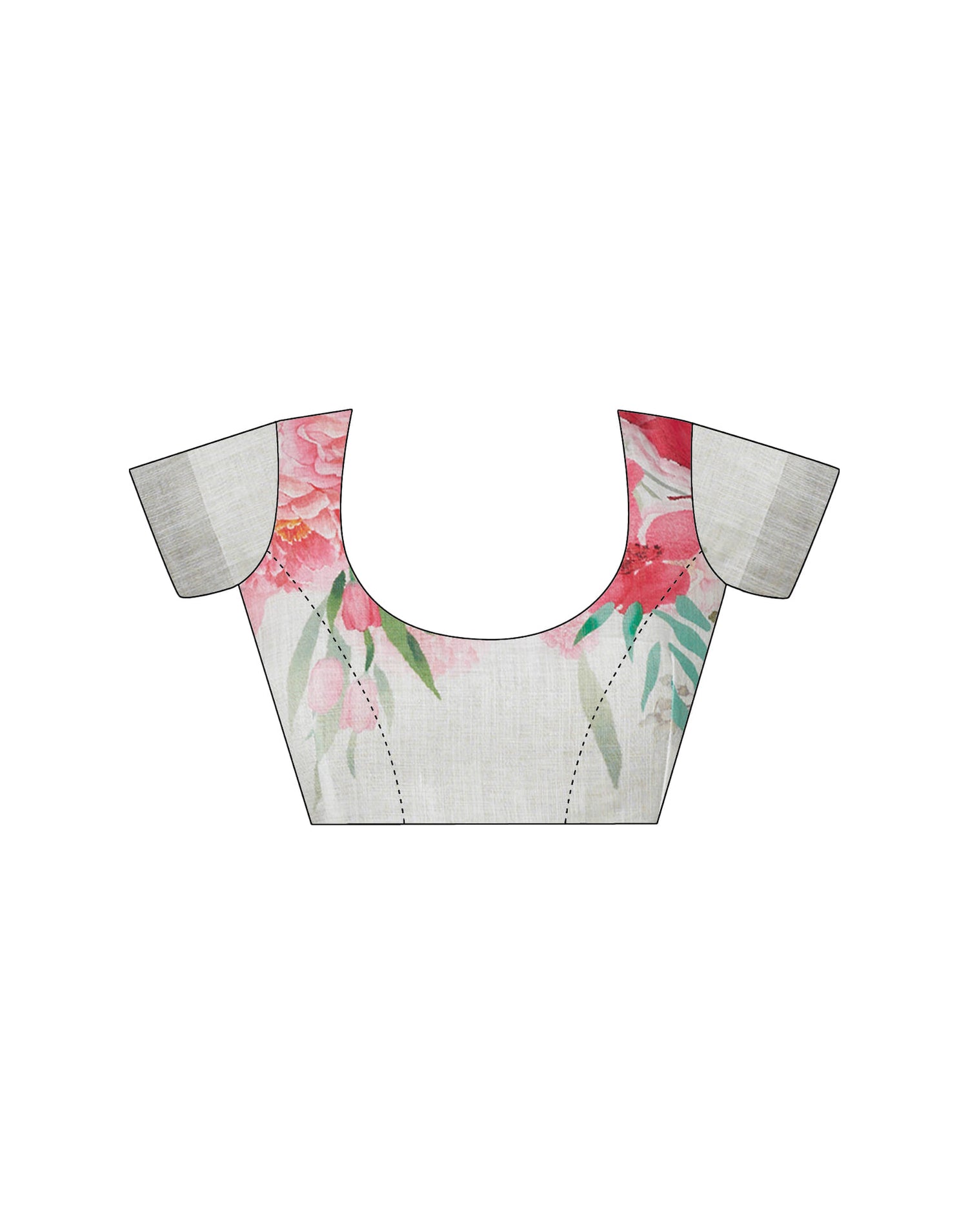 White Cotton Blend Printed Saree