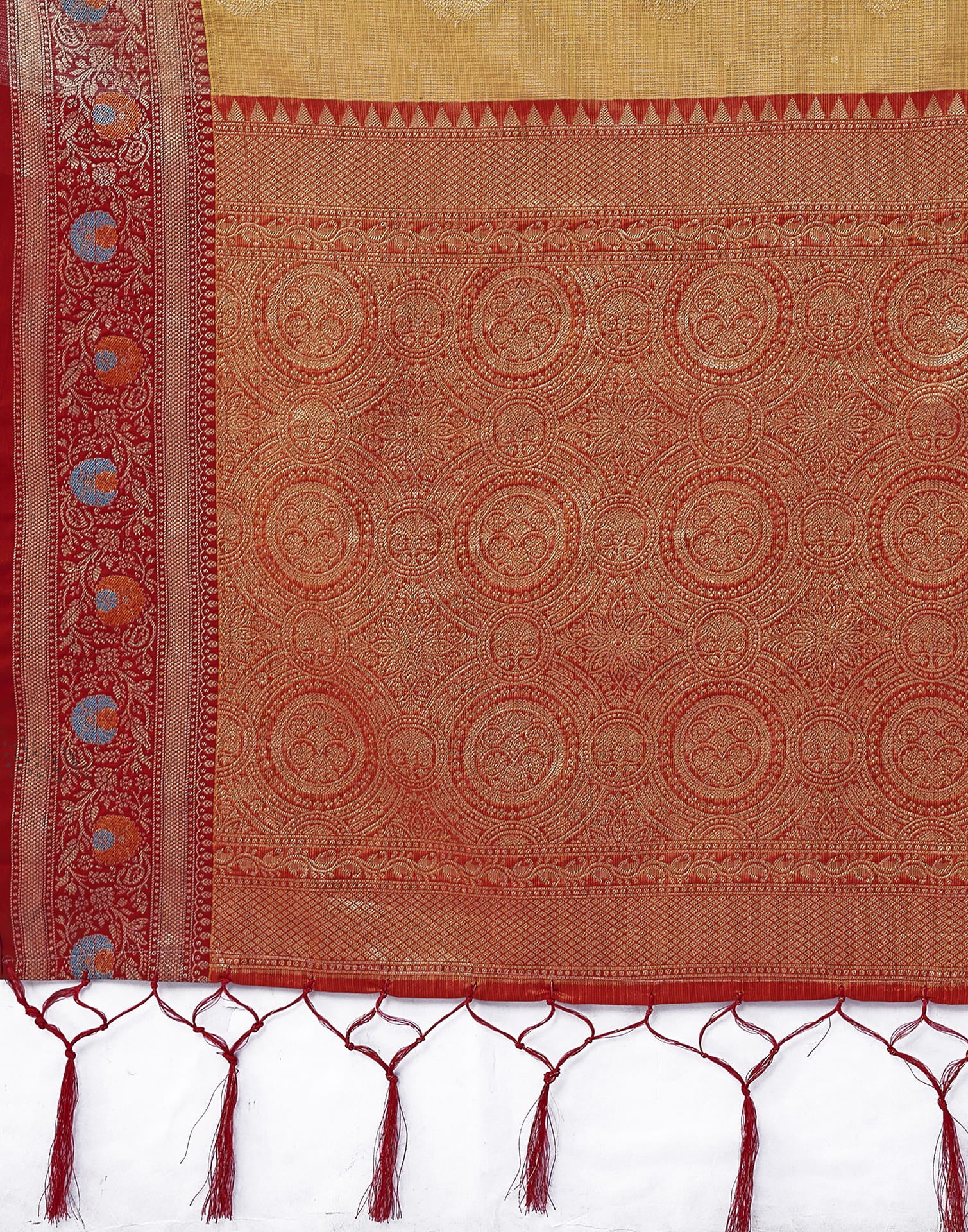 Yellow Silk Blend Woven Woven Saree