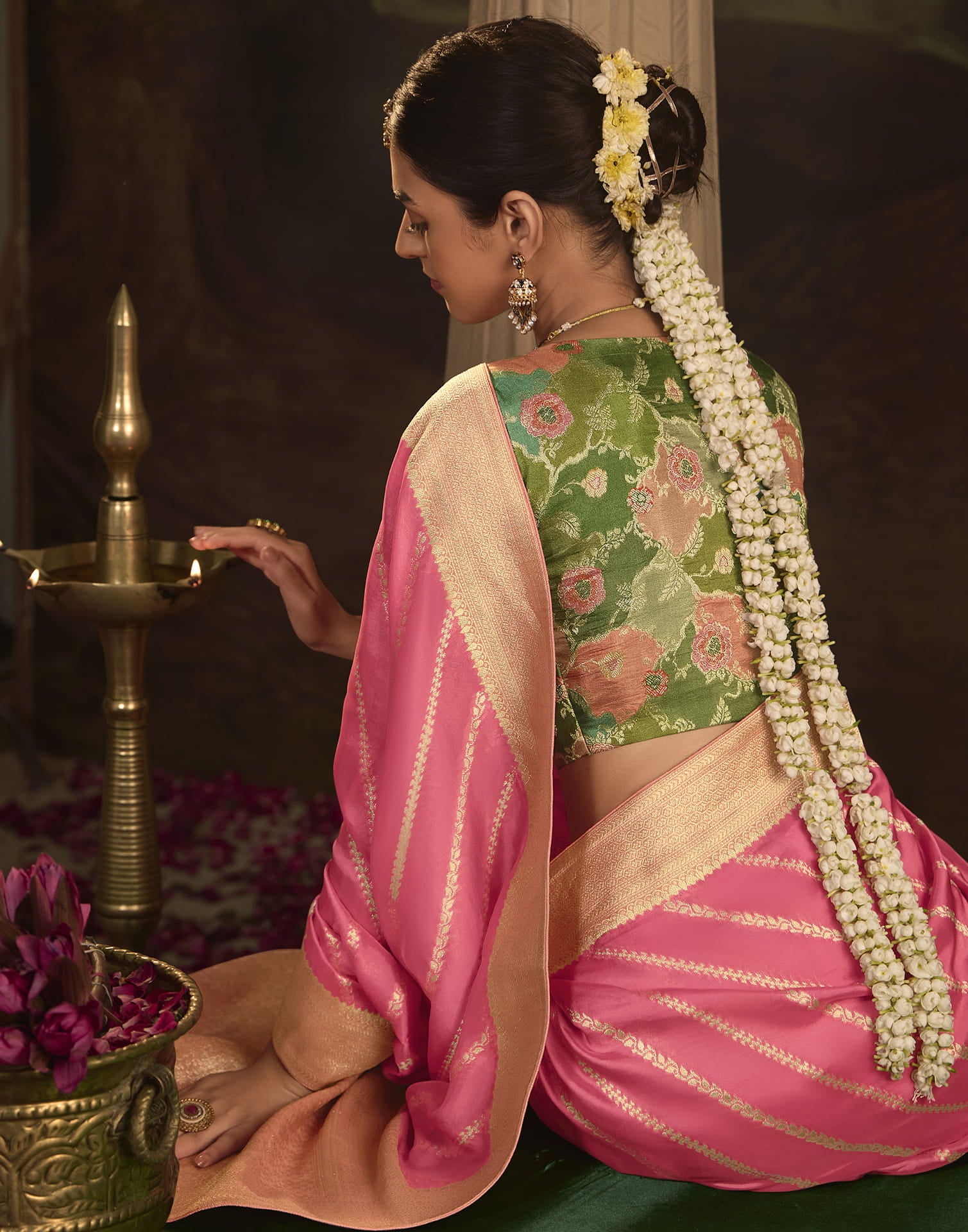Pink Silk Woven Kanjivaram Saree