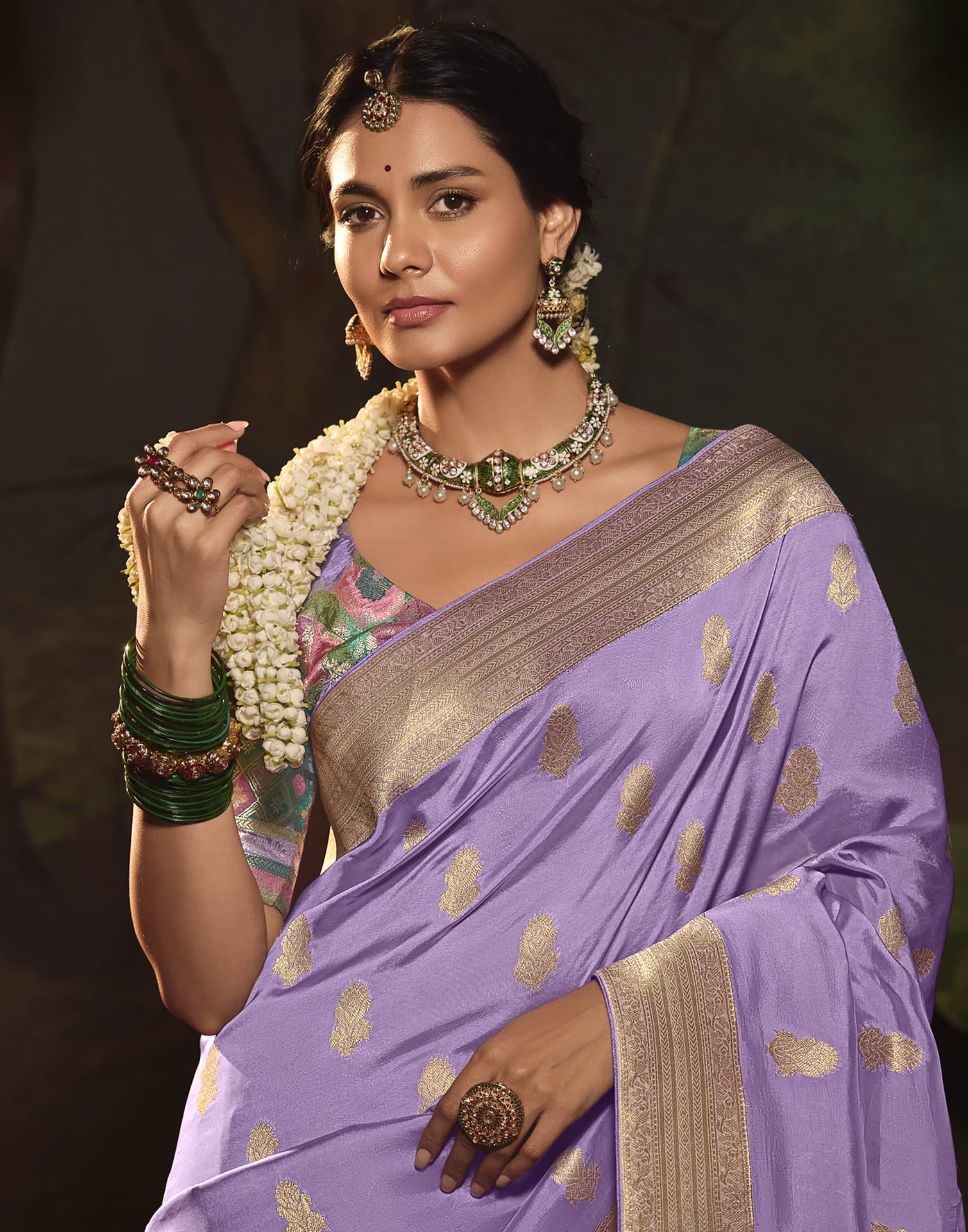 Lavender Silk Woven Kanjivaram Saree