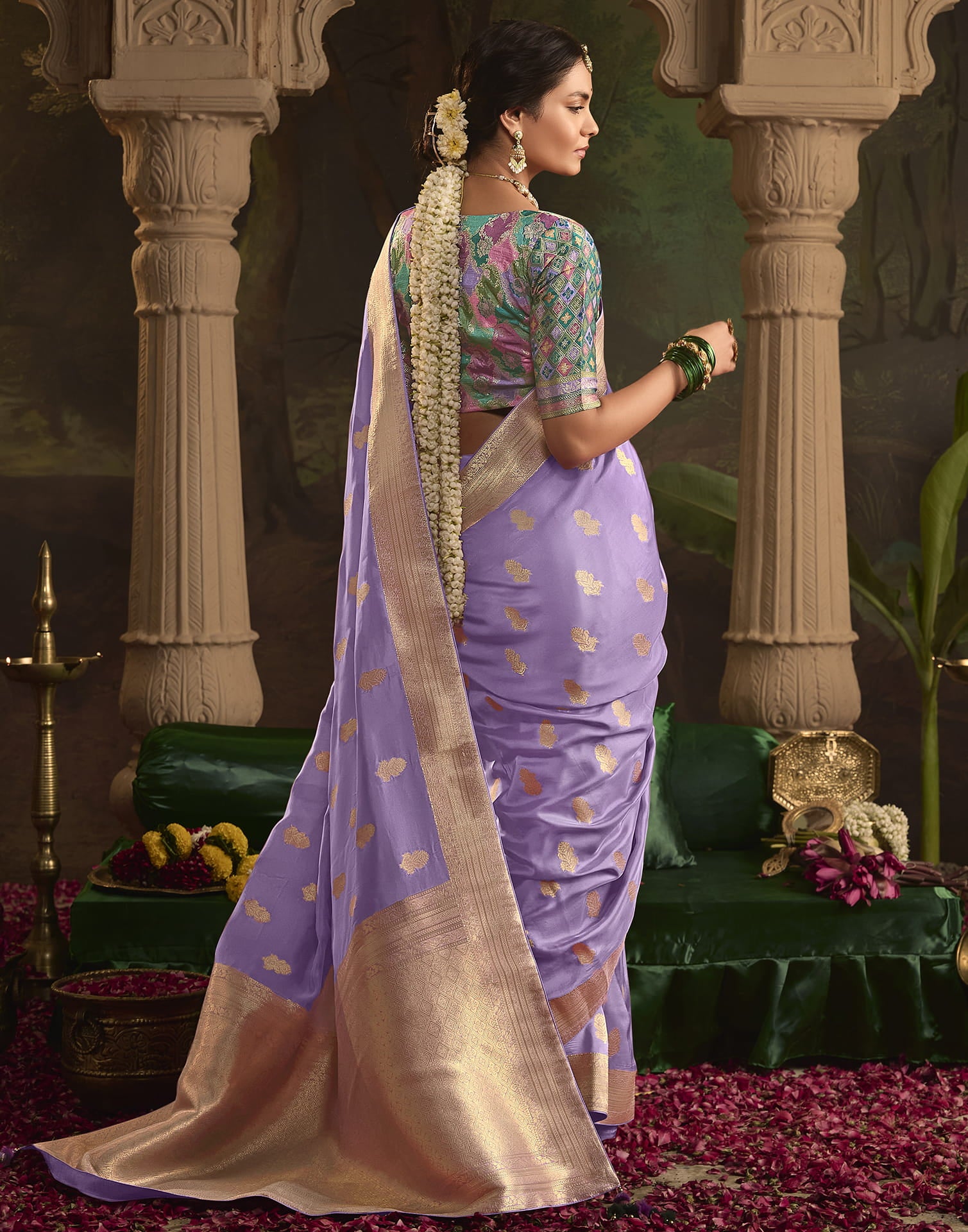 Lavender Silk Woven Kanjivaram Saree