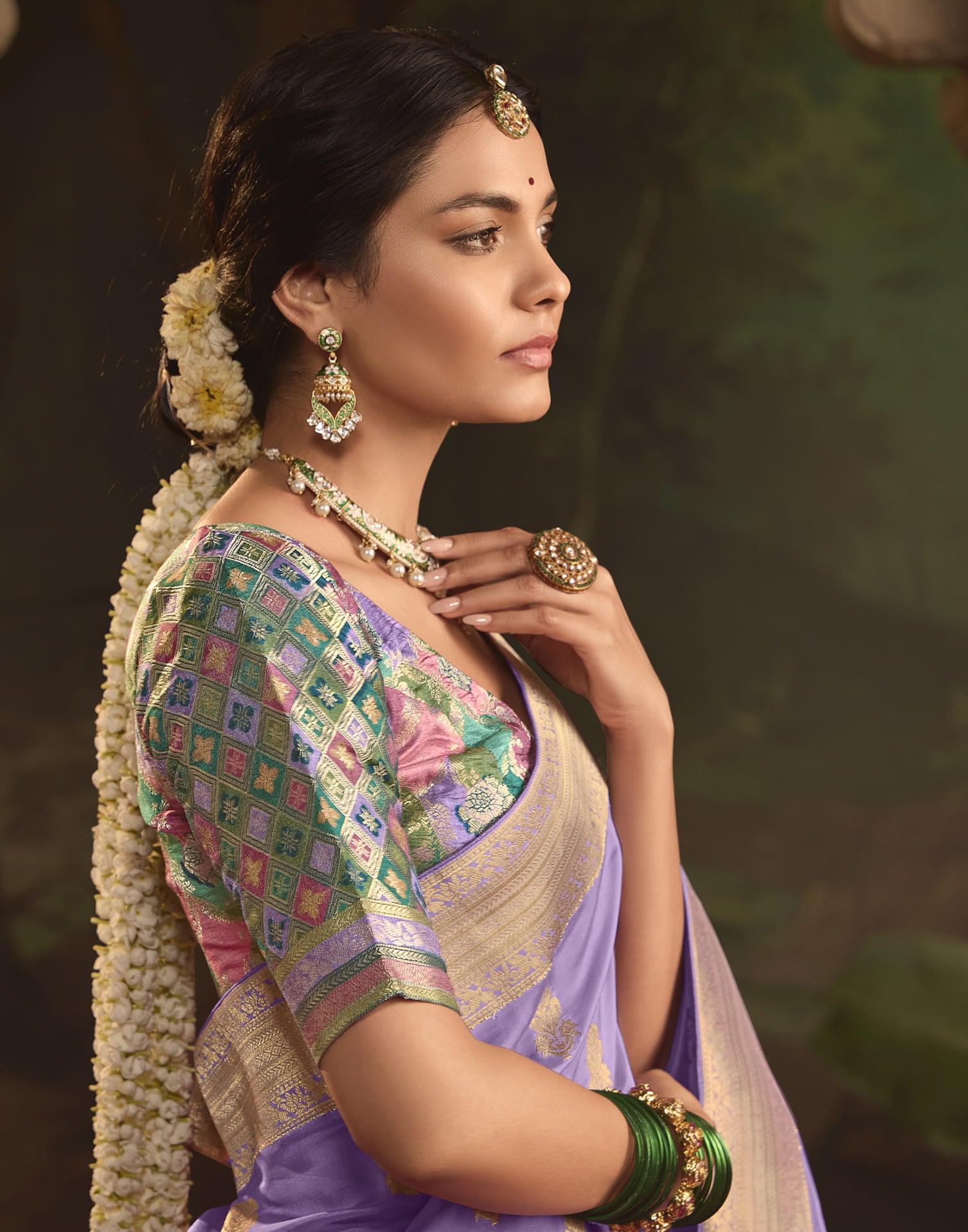 Lavender Silk Woven Kanjivaram Saree