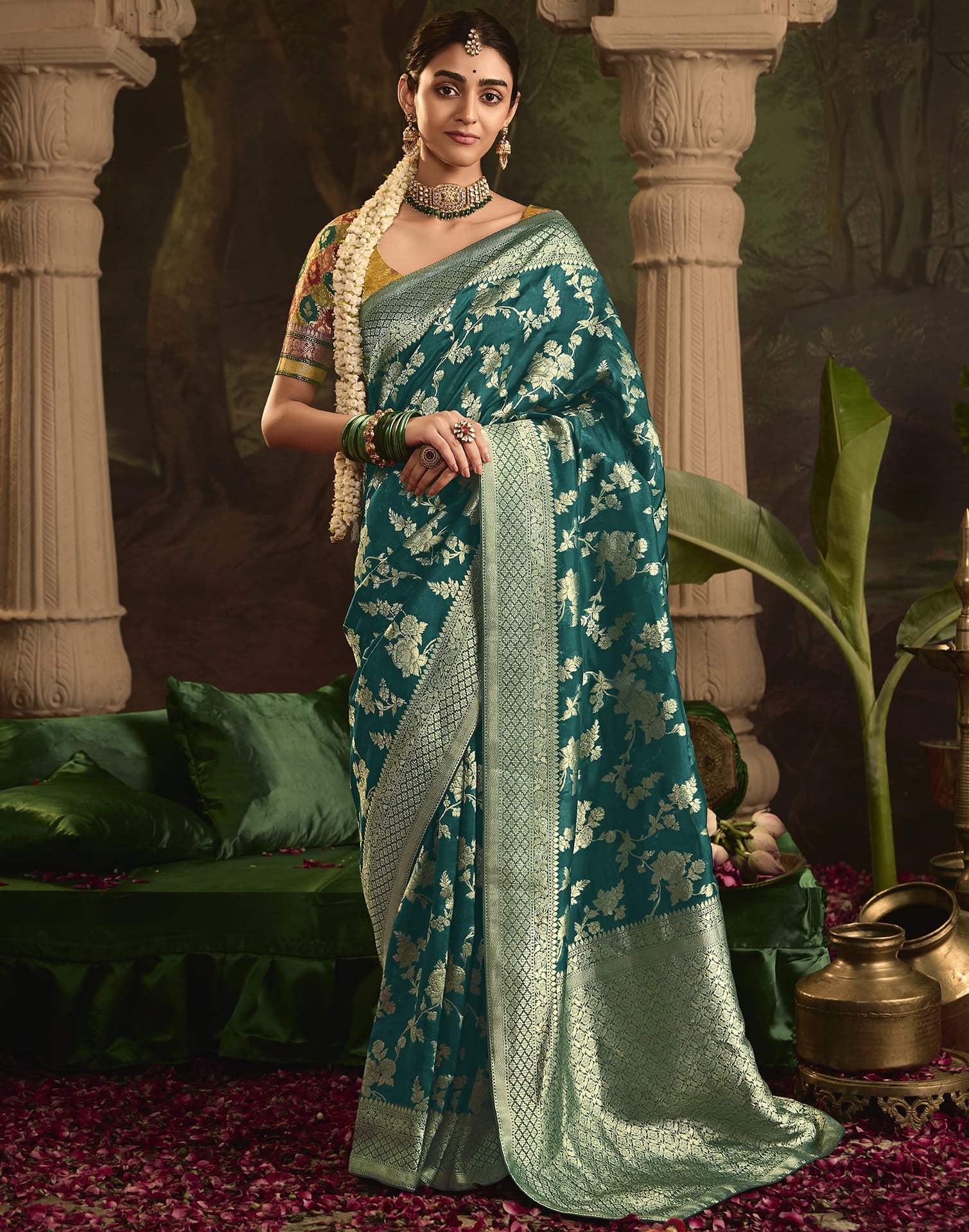 Green Silk Woven Banarasi Saree