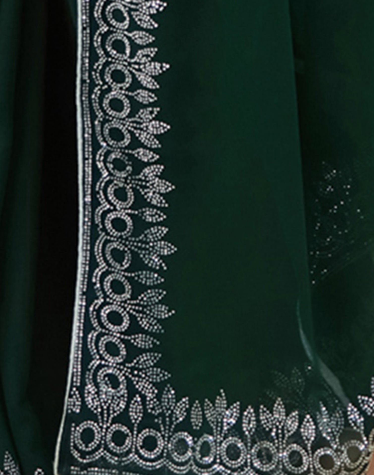 Dark Green Georgette Stone Work Swarovski Saree
