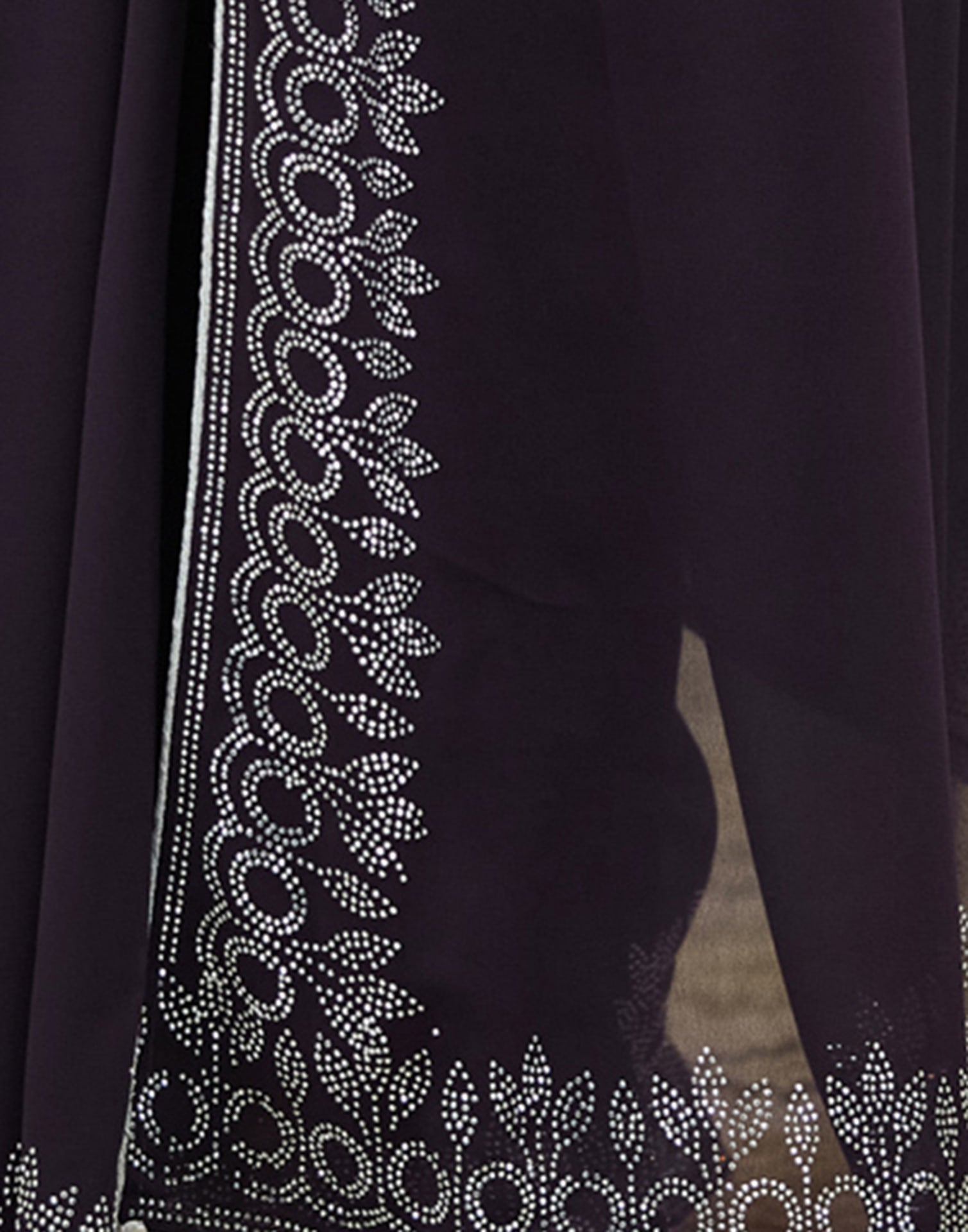 Dark Purple Georgette Stone Work Swarovski Saree